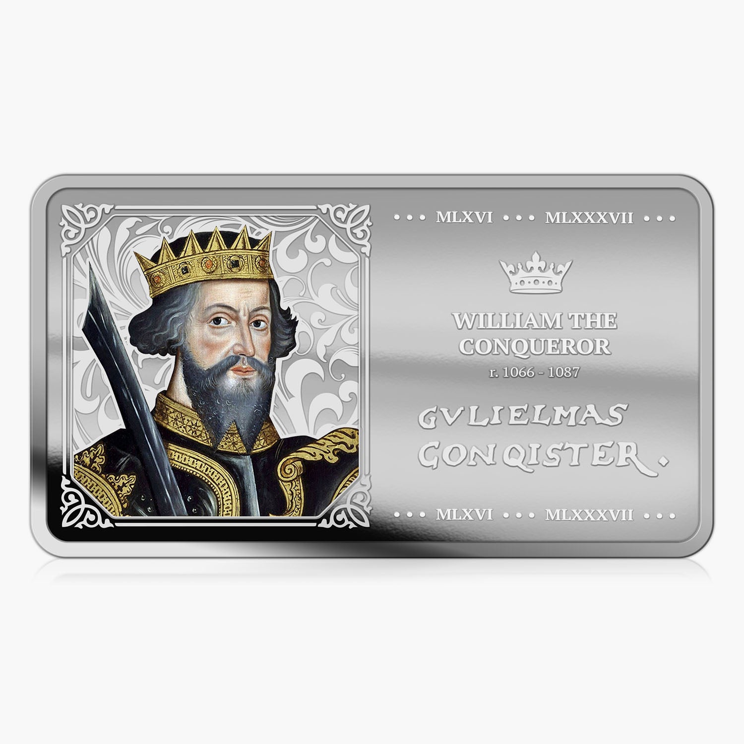 Hallmarked History of Kings - William the Conqueror Solid Silver Bar