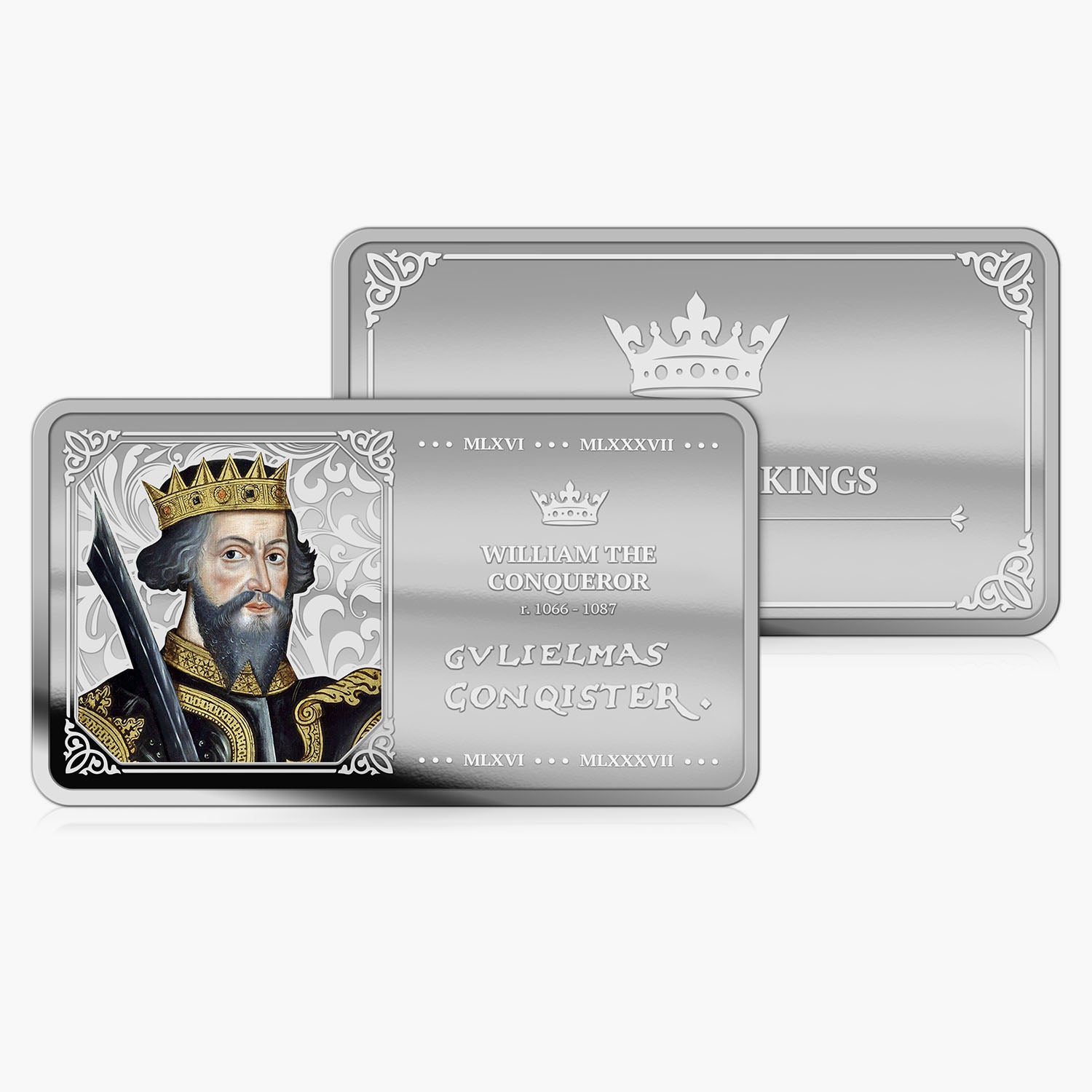 Hallmarked History of Kings - William the Conqueror Solid Silver Bar