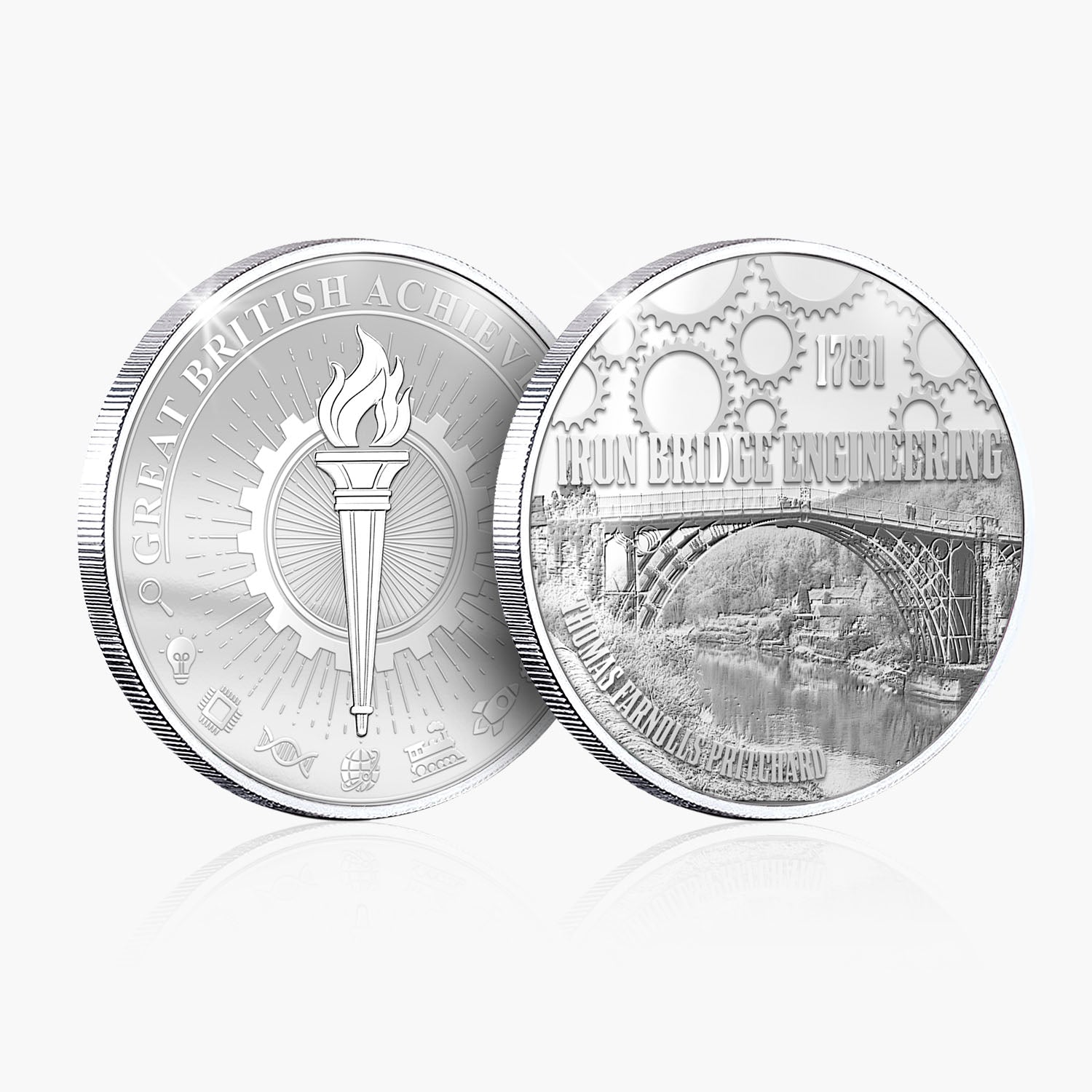 Great British Achievements Iron Bridge Engineering Silver Plated BU Commemorative