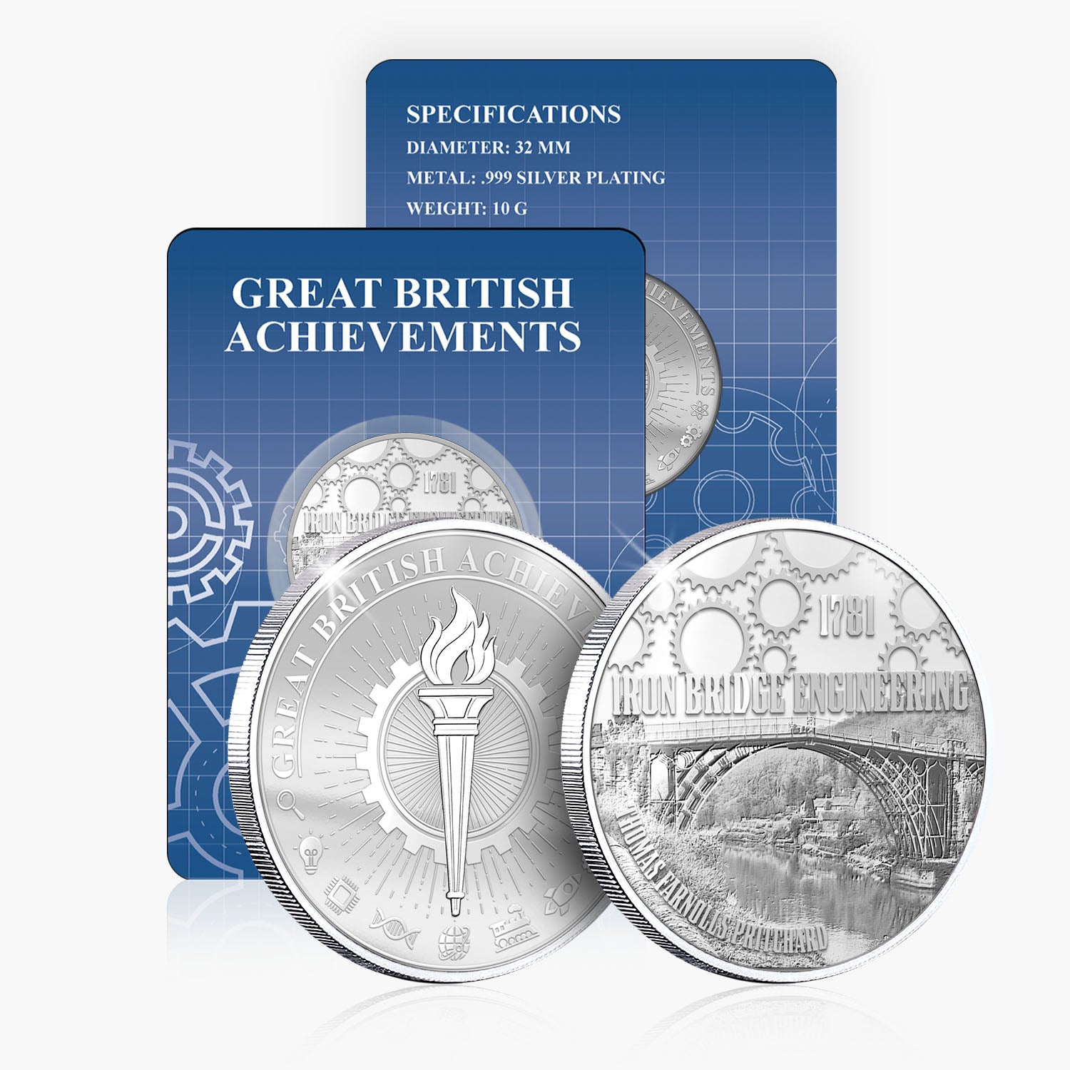 Great British Achievements Iron Bridge Engineering Silver Plated BU Commemorative
