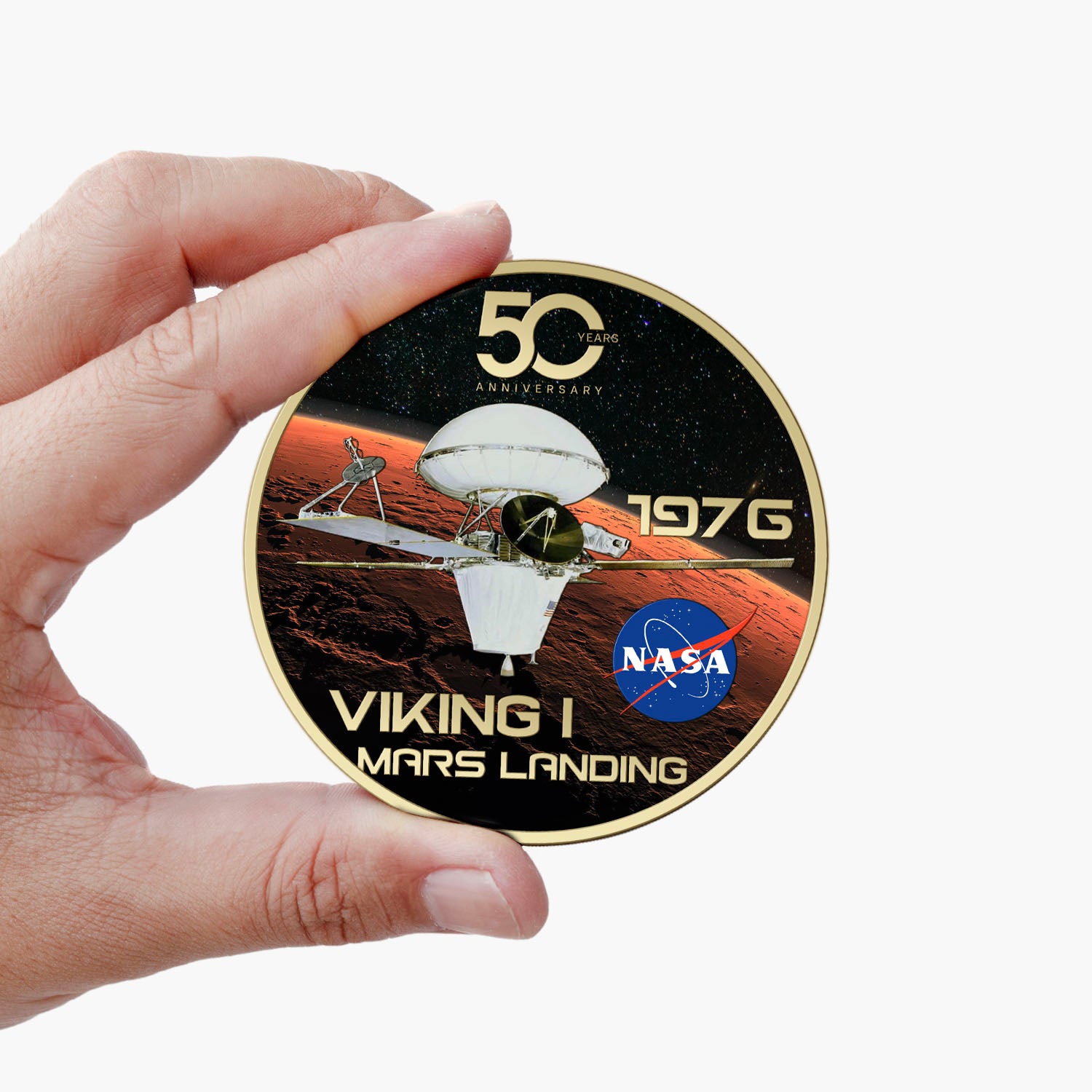 NASA Viking 1 Mars Landing 50mm Gold-Plated Coin Luxe Edition
