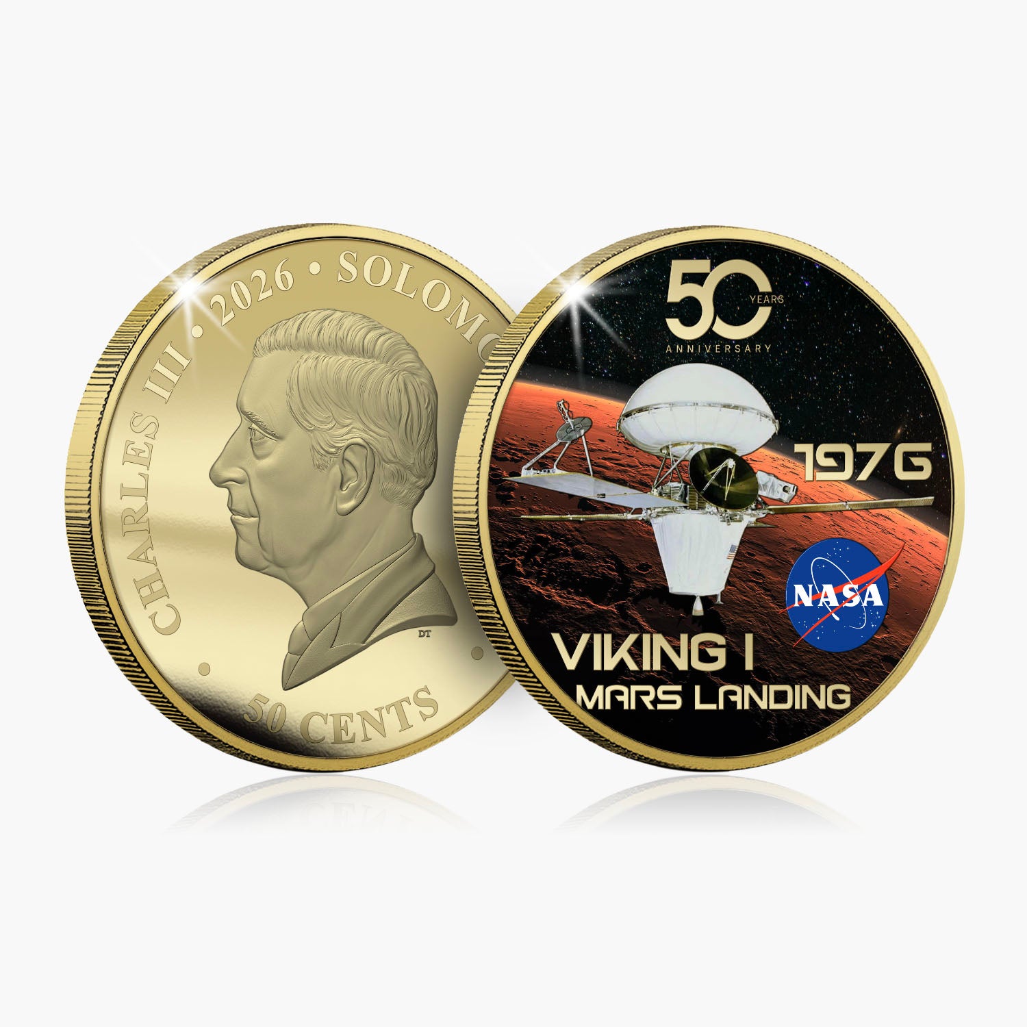 NASA Viking 1 Mars Landing 50mm Gold-Plated Coin Luxe Edition