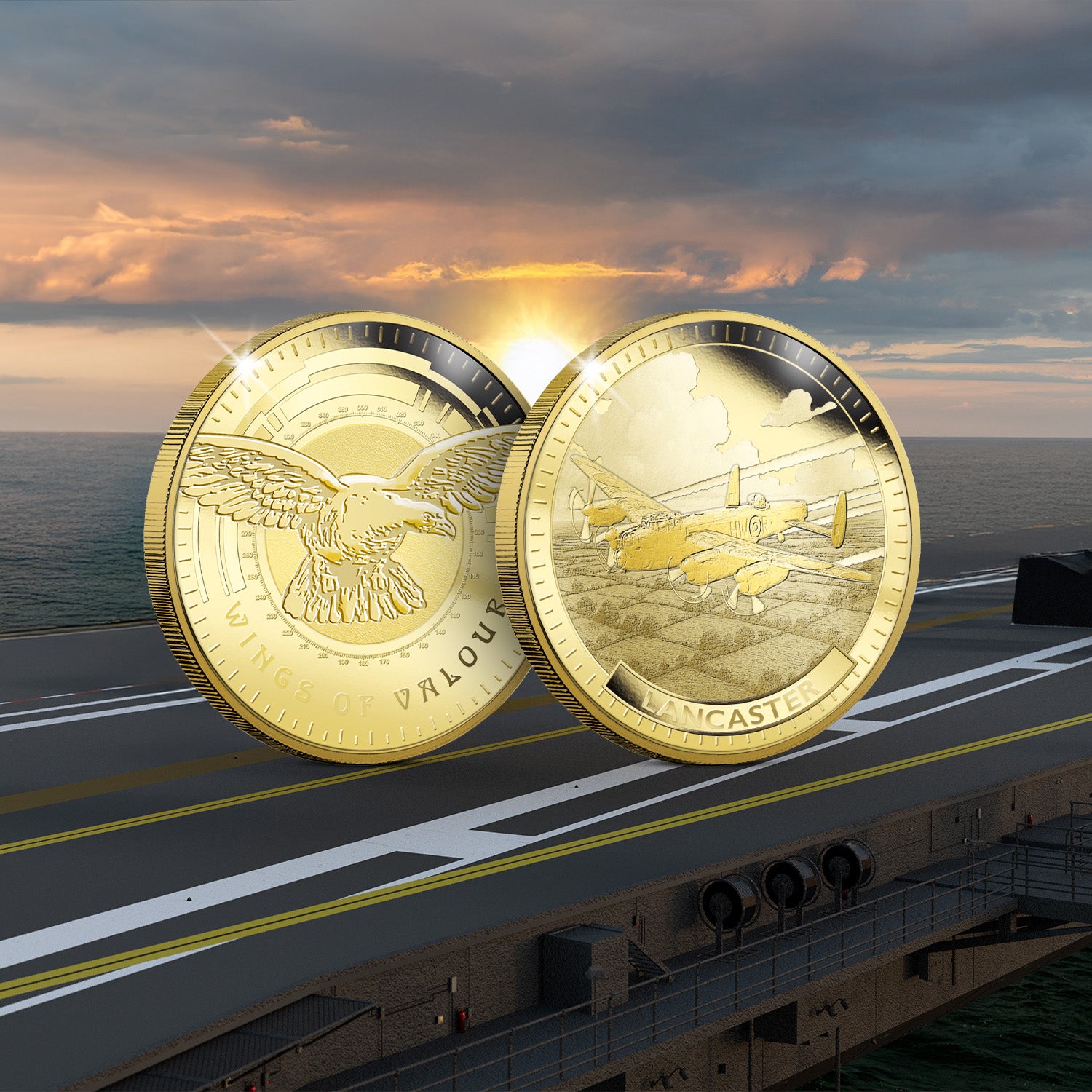 Wings of Valour Lancaster 24 Carat Gold Plated Commemorative