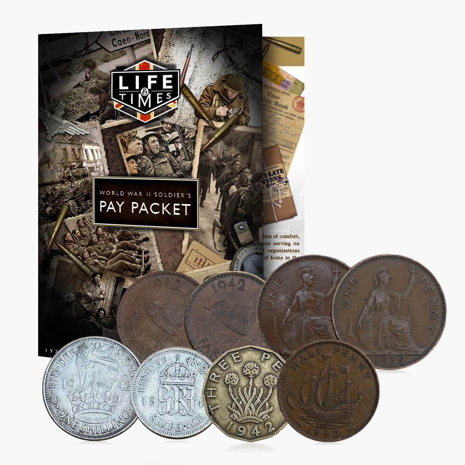 Life &amp; Times - Ensemble de pièces de monnaie 1942 pour les soldats de la Seconde Guerre mondiale