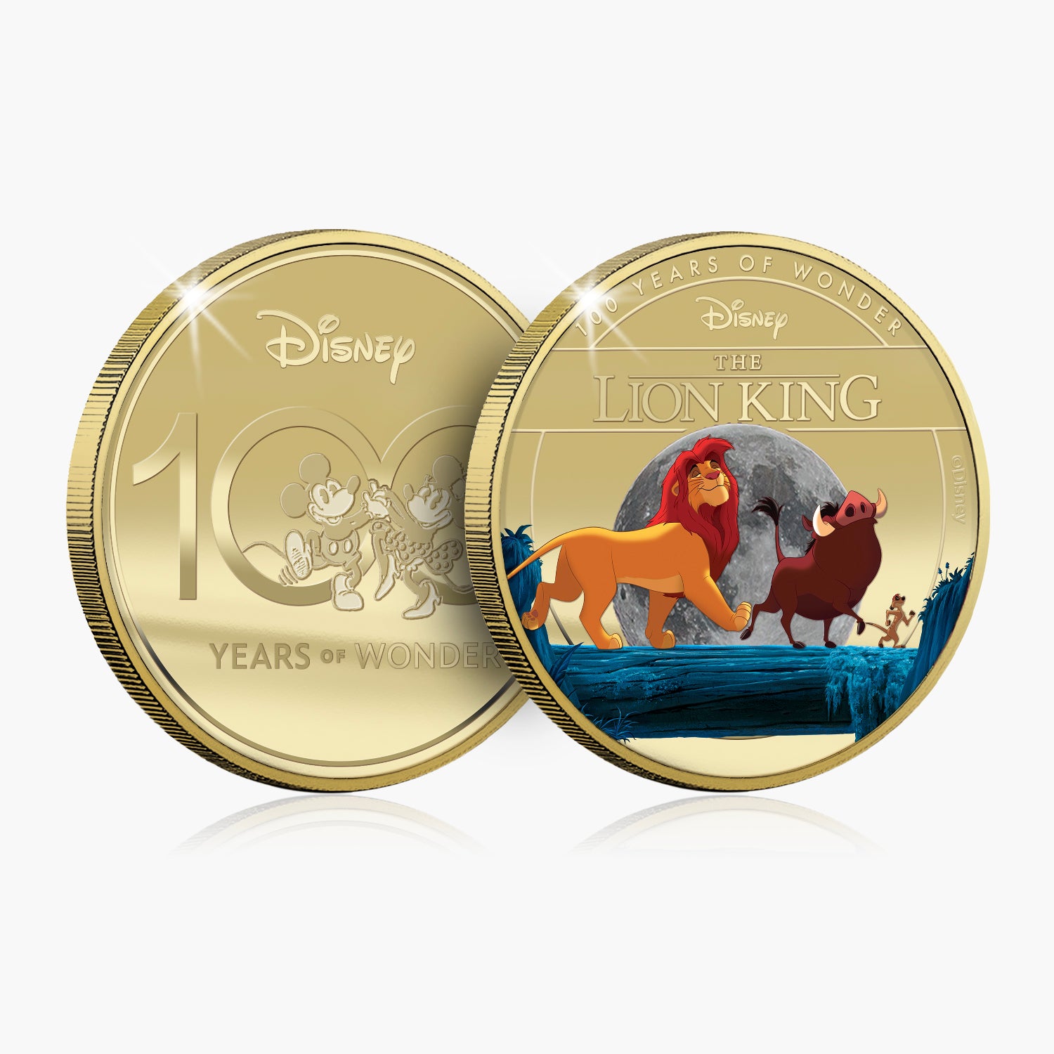 D100 Disney Le Roi Lion Plaqué Or Commémoratif