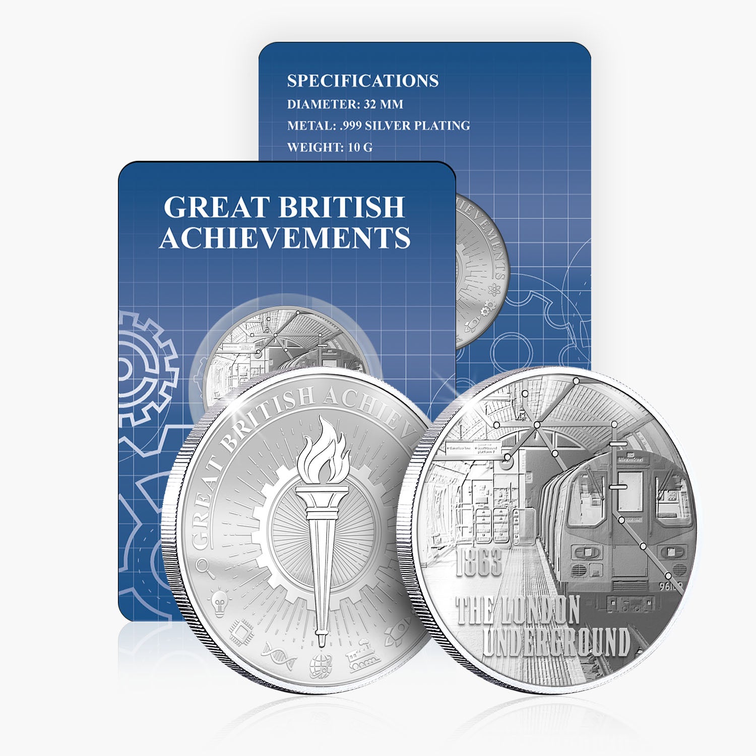 Great British Achievements London Underground Roundel Silver Plated BU Commemorative