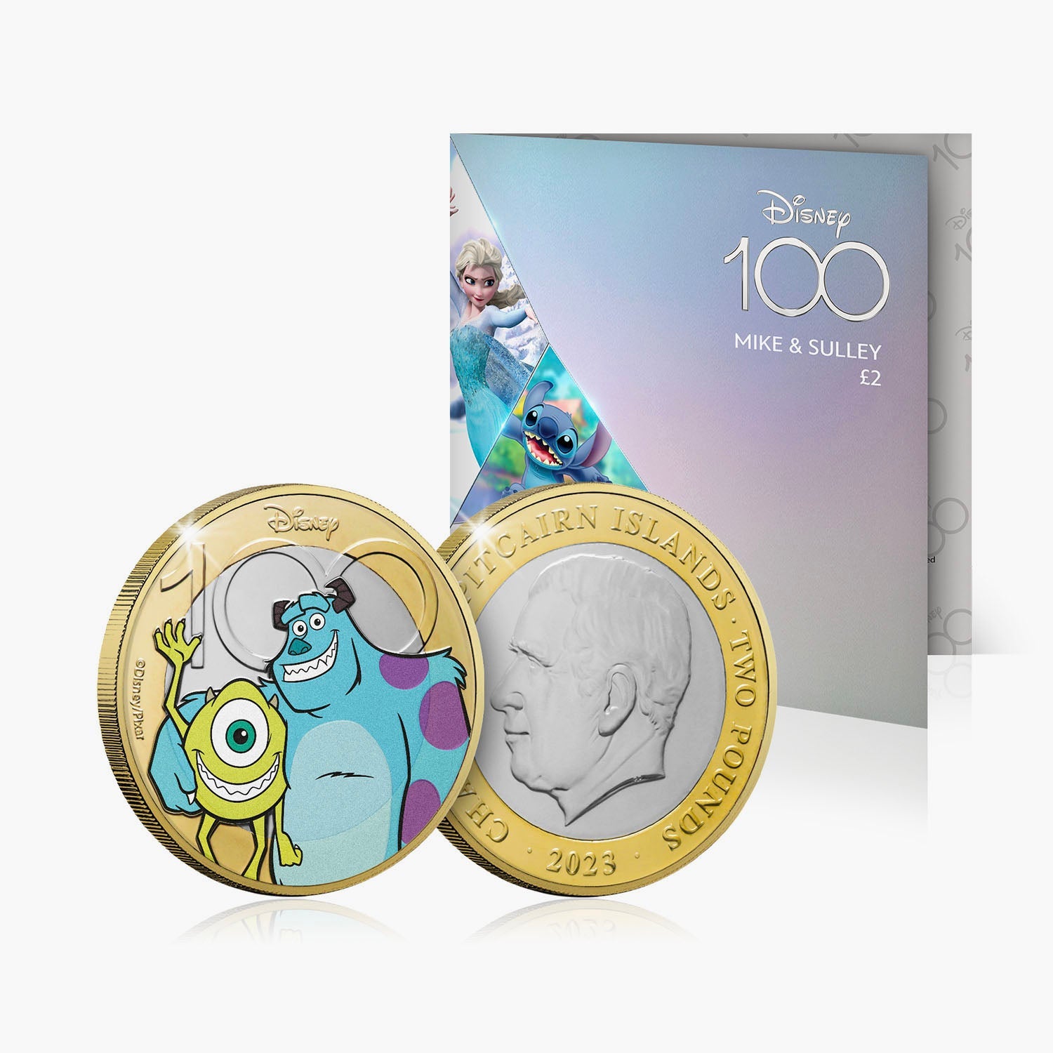 Lot de pièces colorées Disney 100e anniversaire 2023 de 2 £ et 5 £