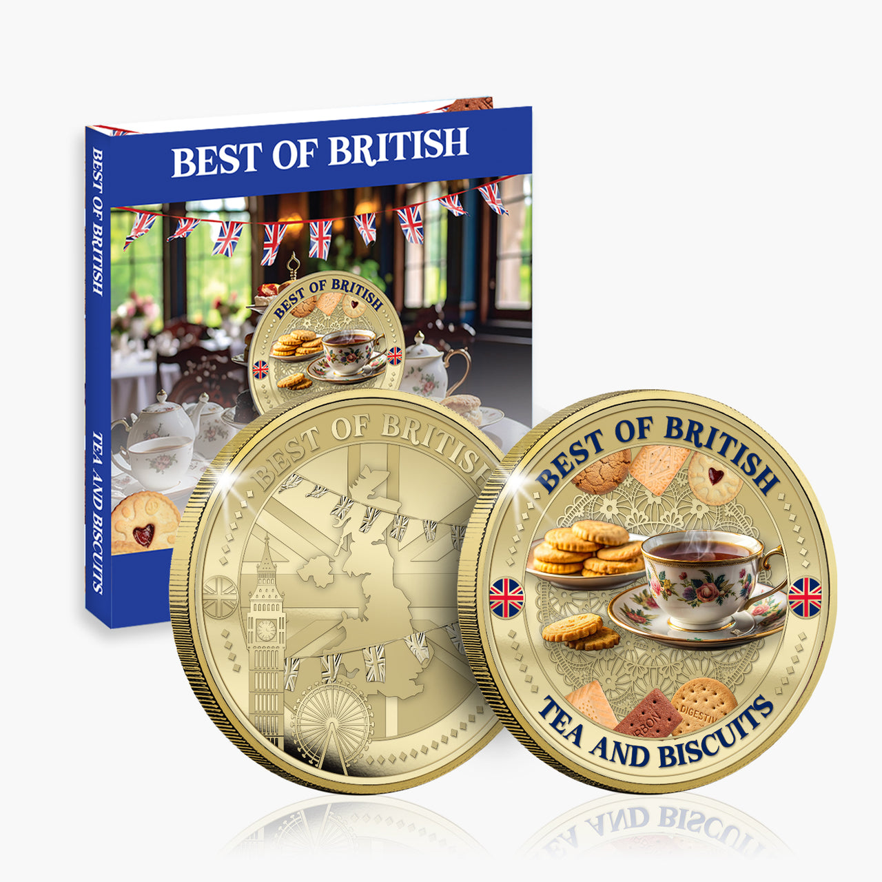 Best of British – Tea & Biscuits 50mm Gold Plated Commemorative Medal