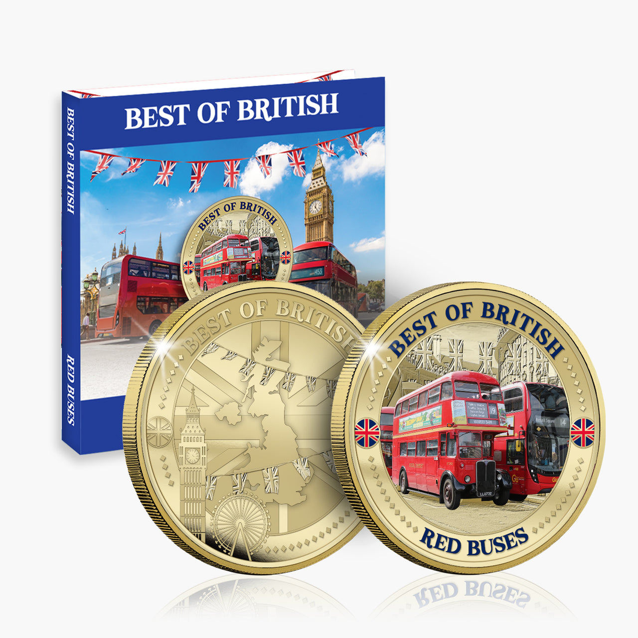 Best of British – London Bus 50mm Gold Plated Commemorative Medal