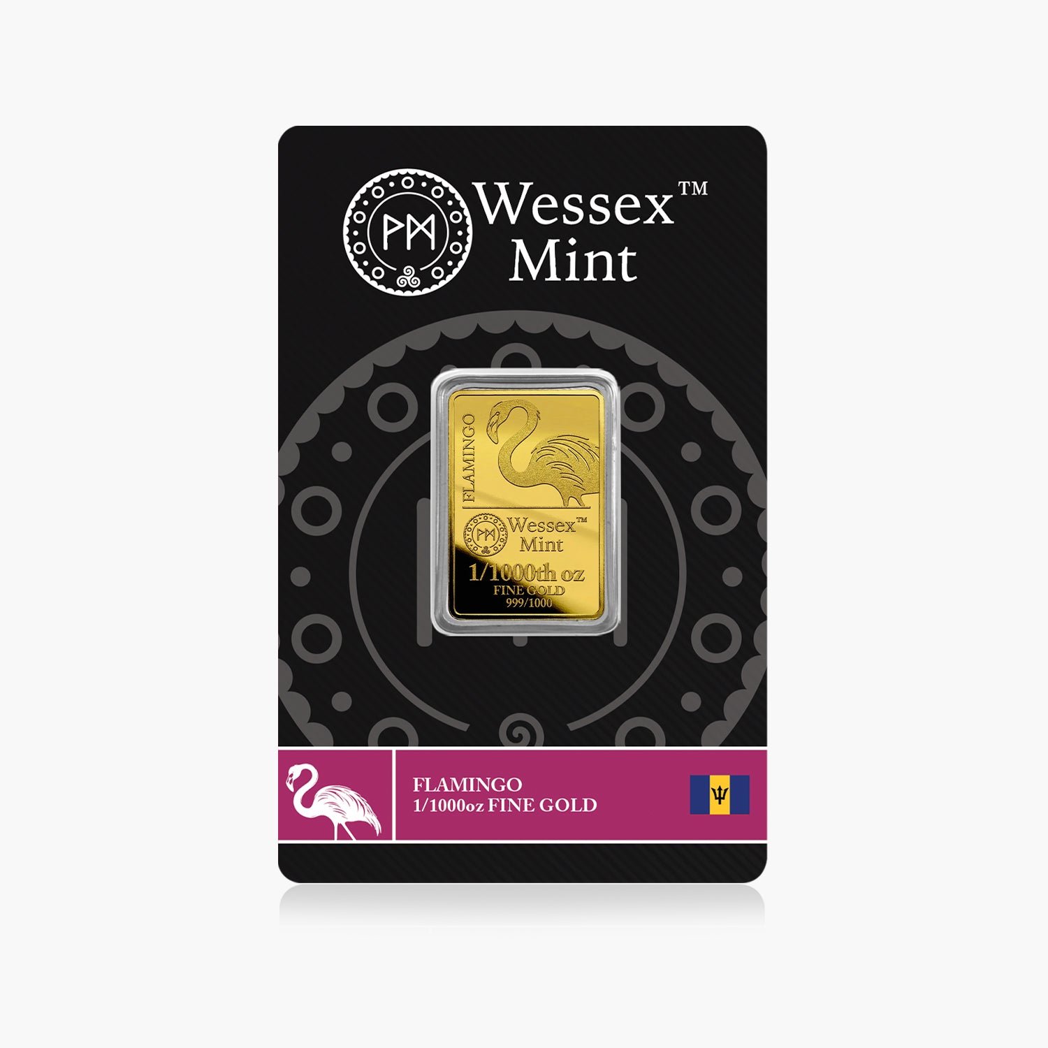 Wessex Mint 1/1000th oz Flamingo Solid Gold Bar
