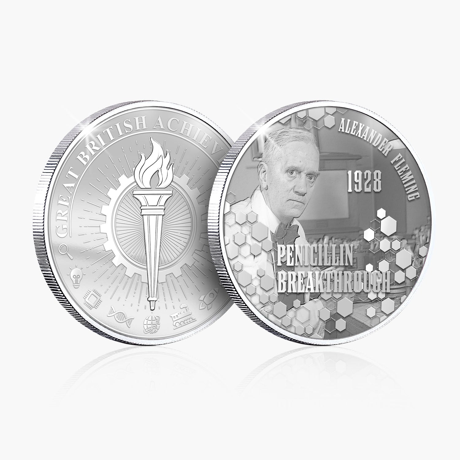 Great British Achievements Penicillin Breakthrough Silver Plated BU Commemorative