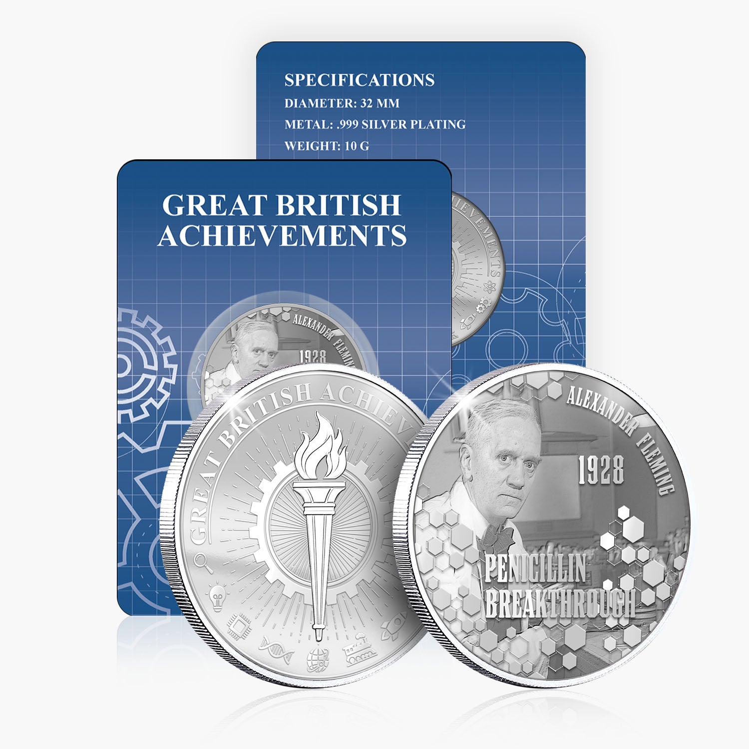 Great British Achievements Penicillin Breakthrough Silver Plated BU Commemorative