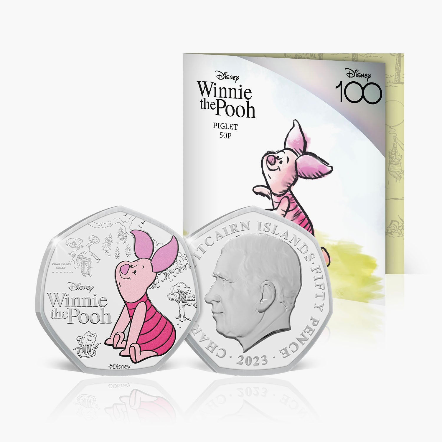 Lot de pièces de monnaie couleur Winnie l'ourson 2023 50p BU