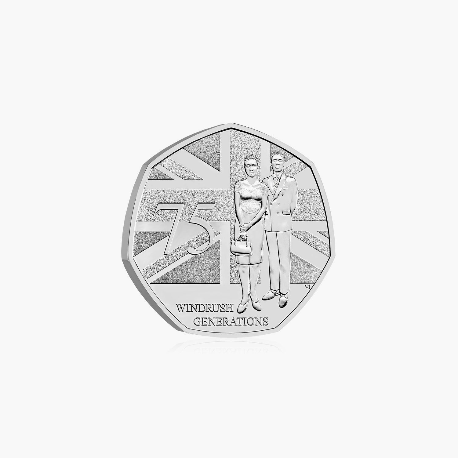 ウィンドラッシュ世代の 75 年 2023 英国 50 ペンス ブリリアント未流通コイン