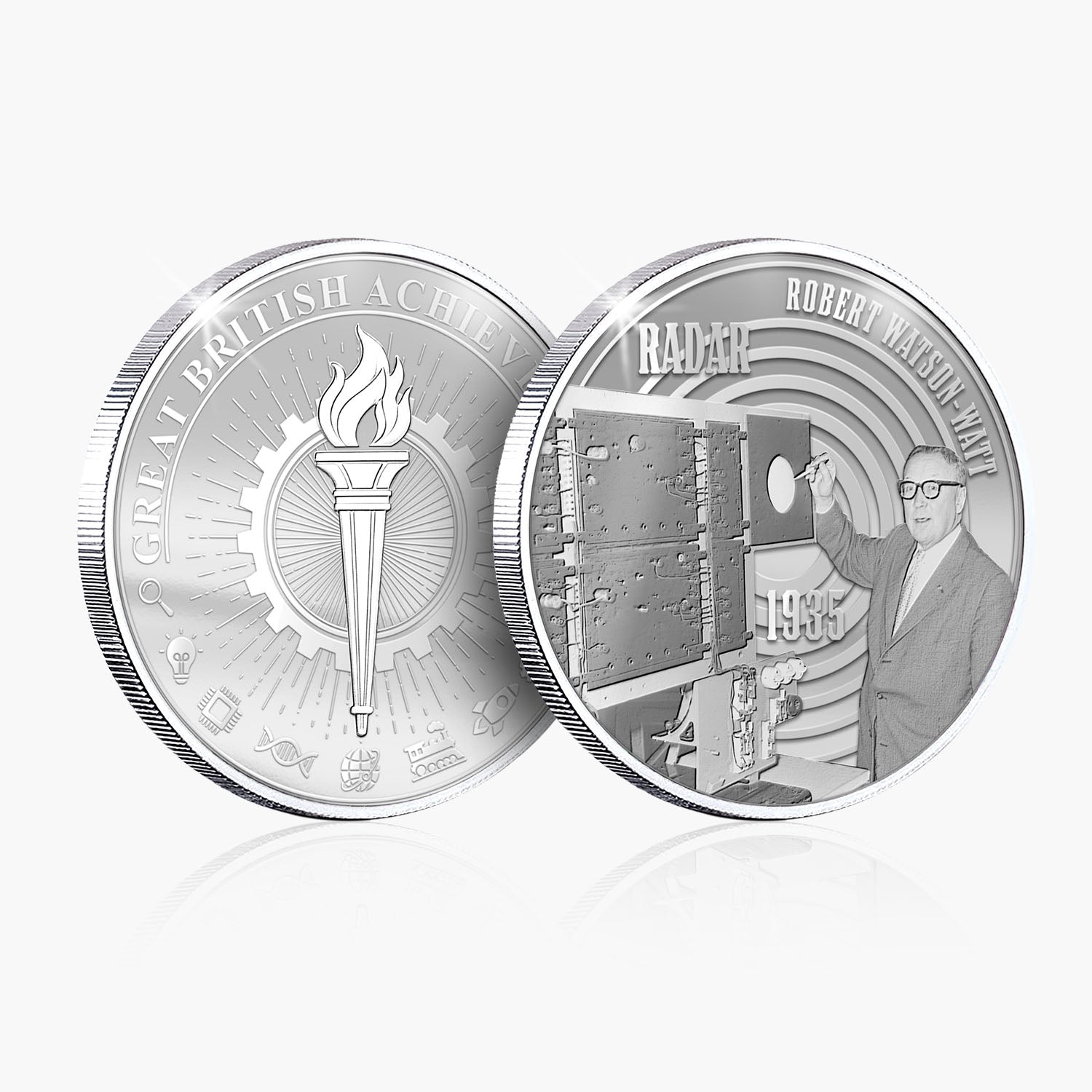 Great British Achievements Radar Silver Plated BU Commemorative