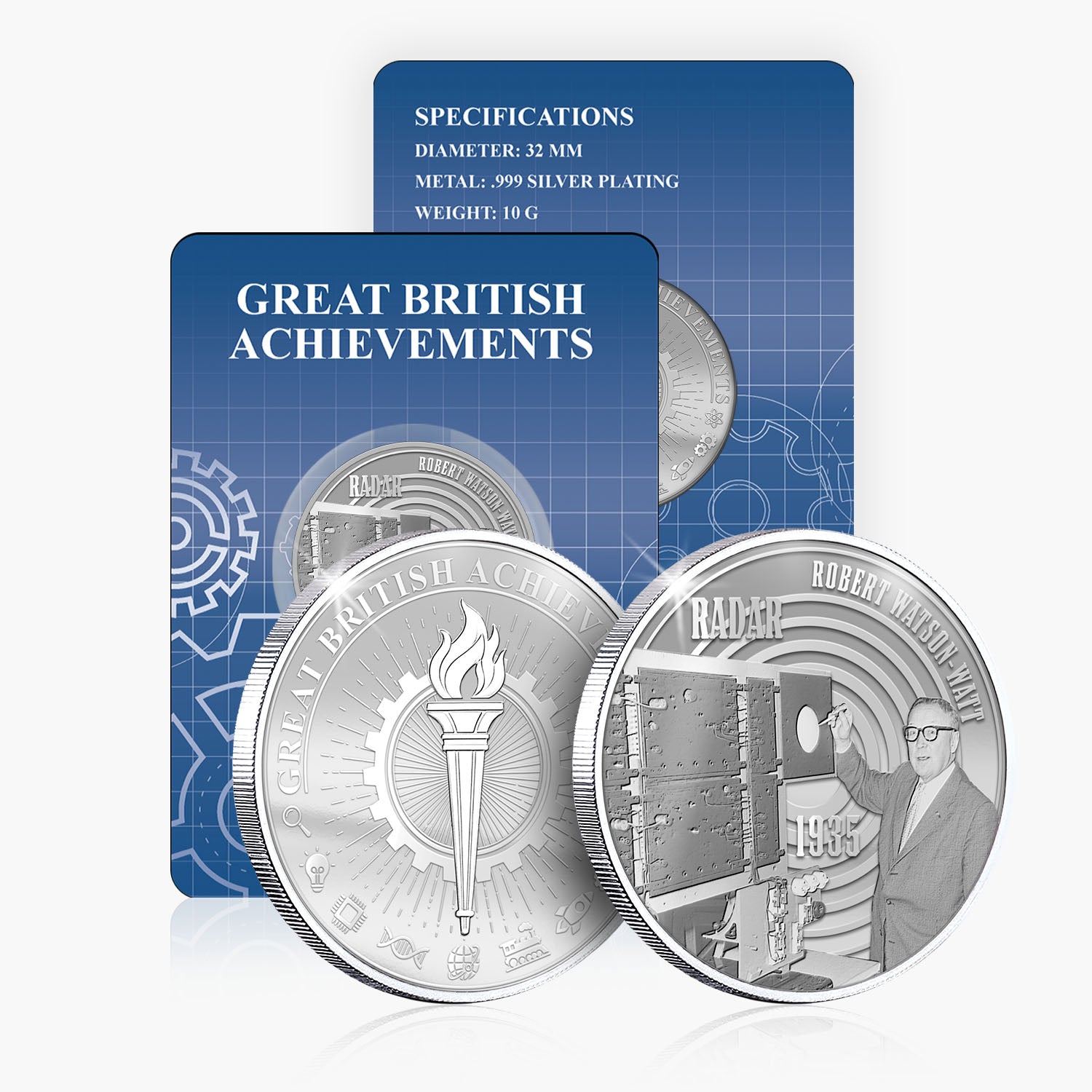 Great British Achievements Radar Silver Plated BU Commemorative
