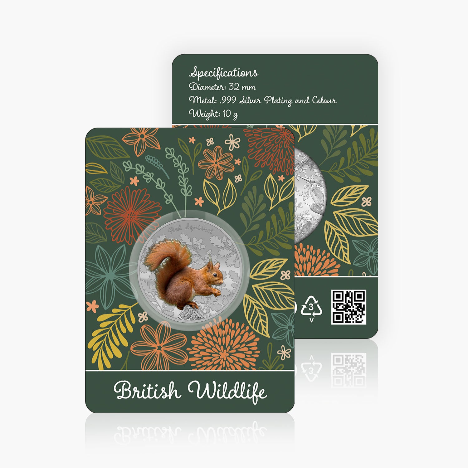 British Wildlife Red Squirrel Silver Plated BU Commemorative
