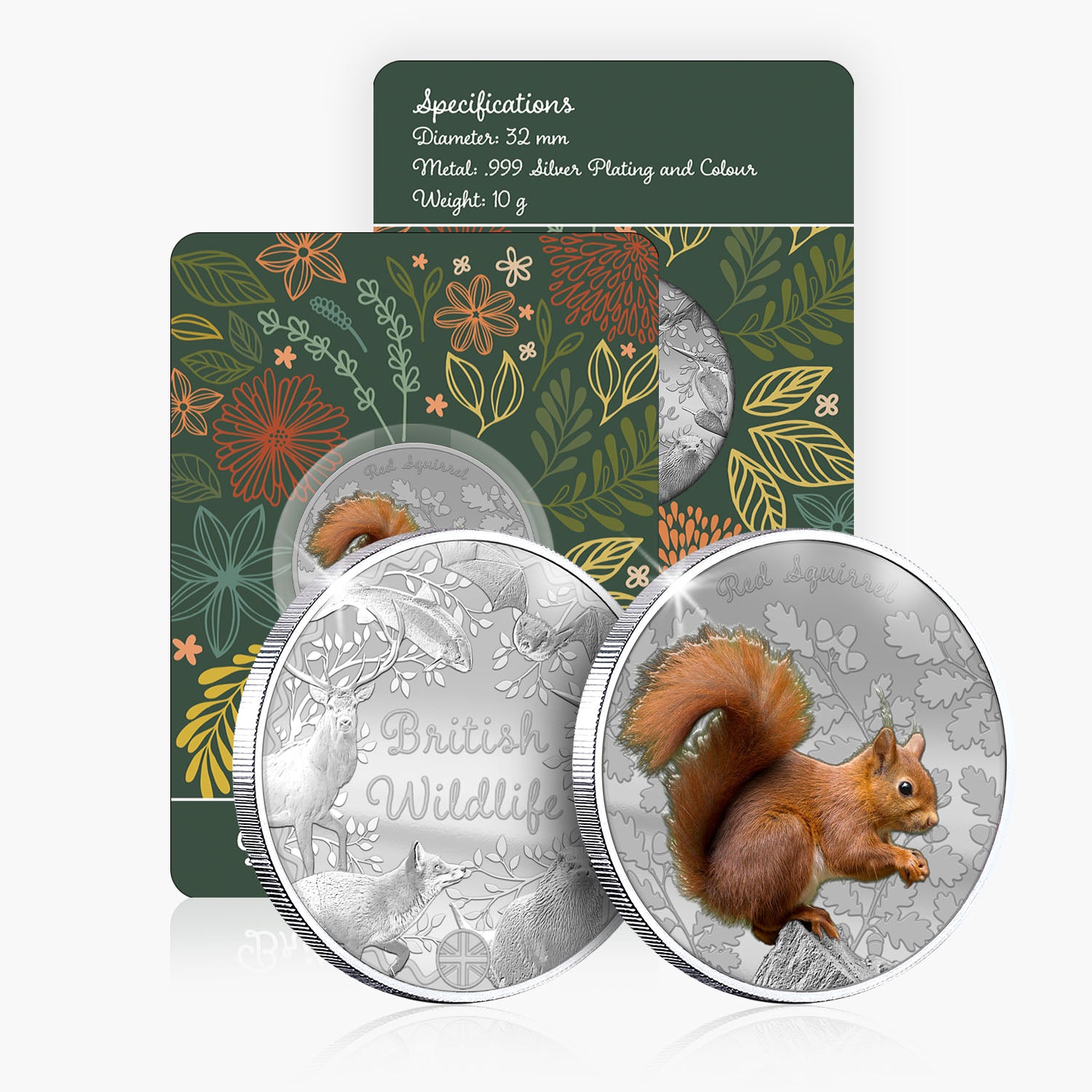 British Wildlife Red Squirrel Silver Plated BU Commemorative