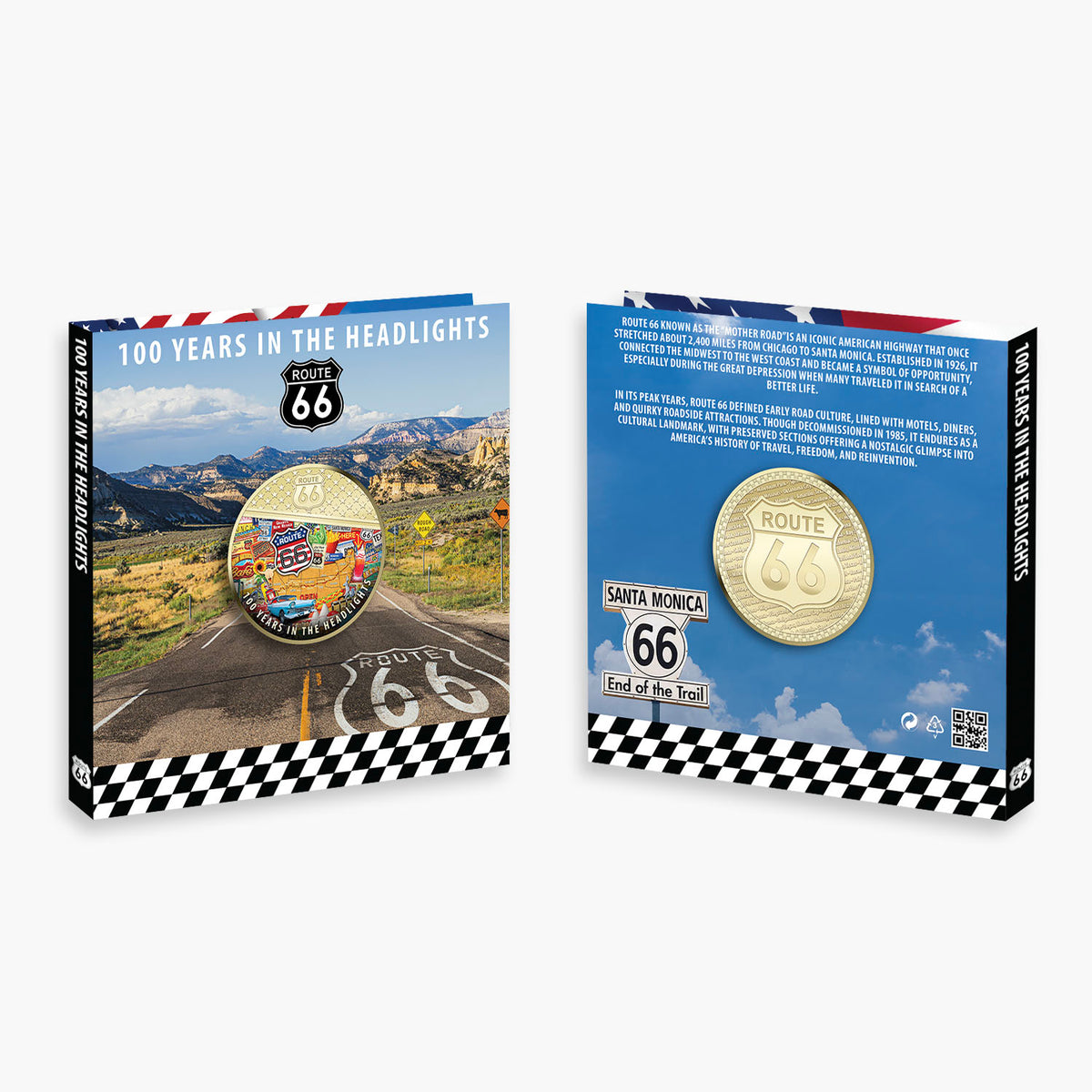100 years in Headlights Route 66 50mm Commemorative