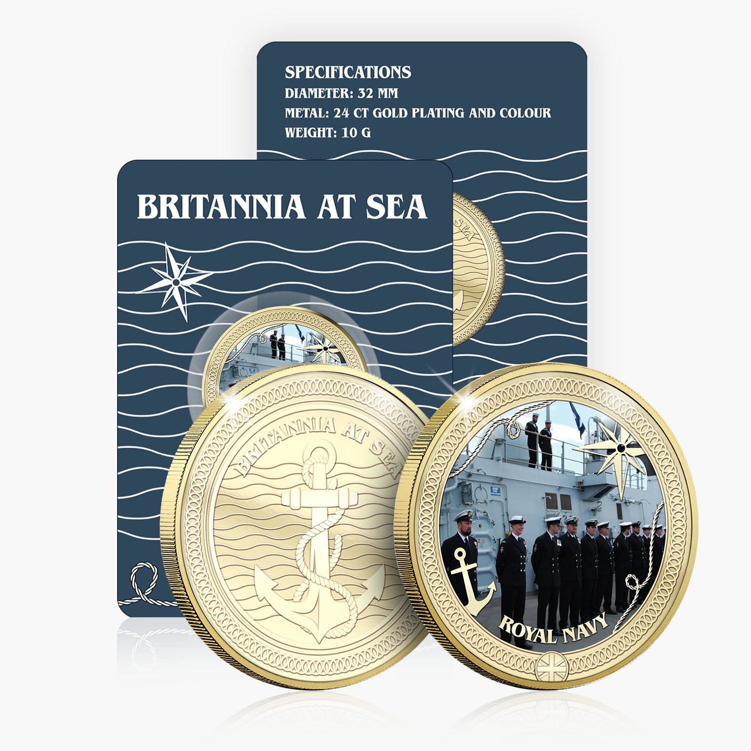 Britannia at Sea Royal Navy Ensign Gold Plated BU Commemorative