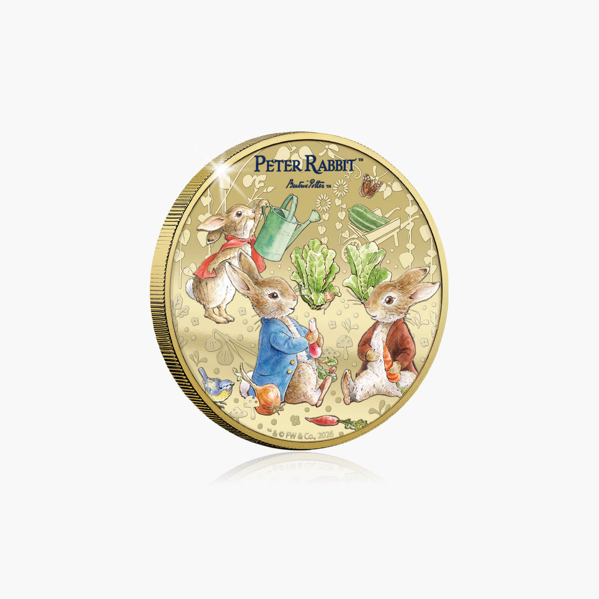 Beatrix Potter Harvest in the Meadows 50mm Gold-Plated Coin Luxe Edition