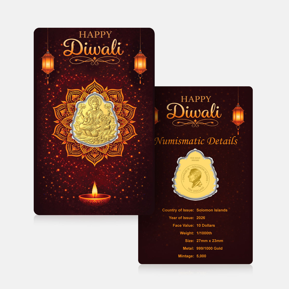 Diwali 1/1000oz Solid Gold 2026 Coin