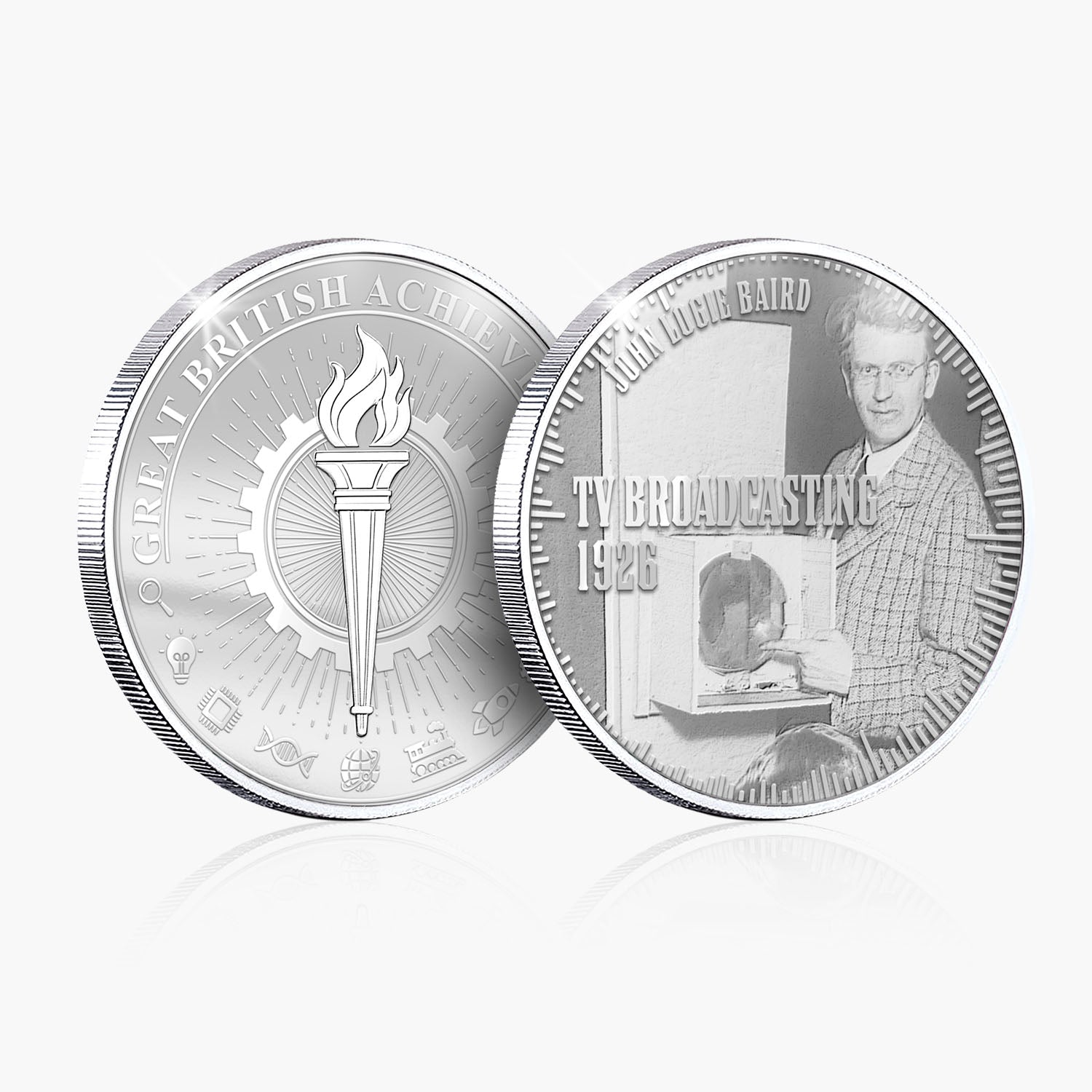 Great British Achievements TV Broadcasting Silver Plated BU Commemorative