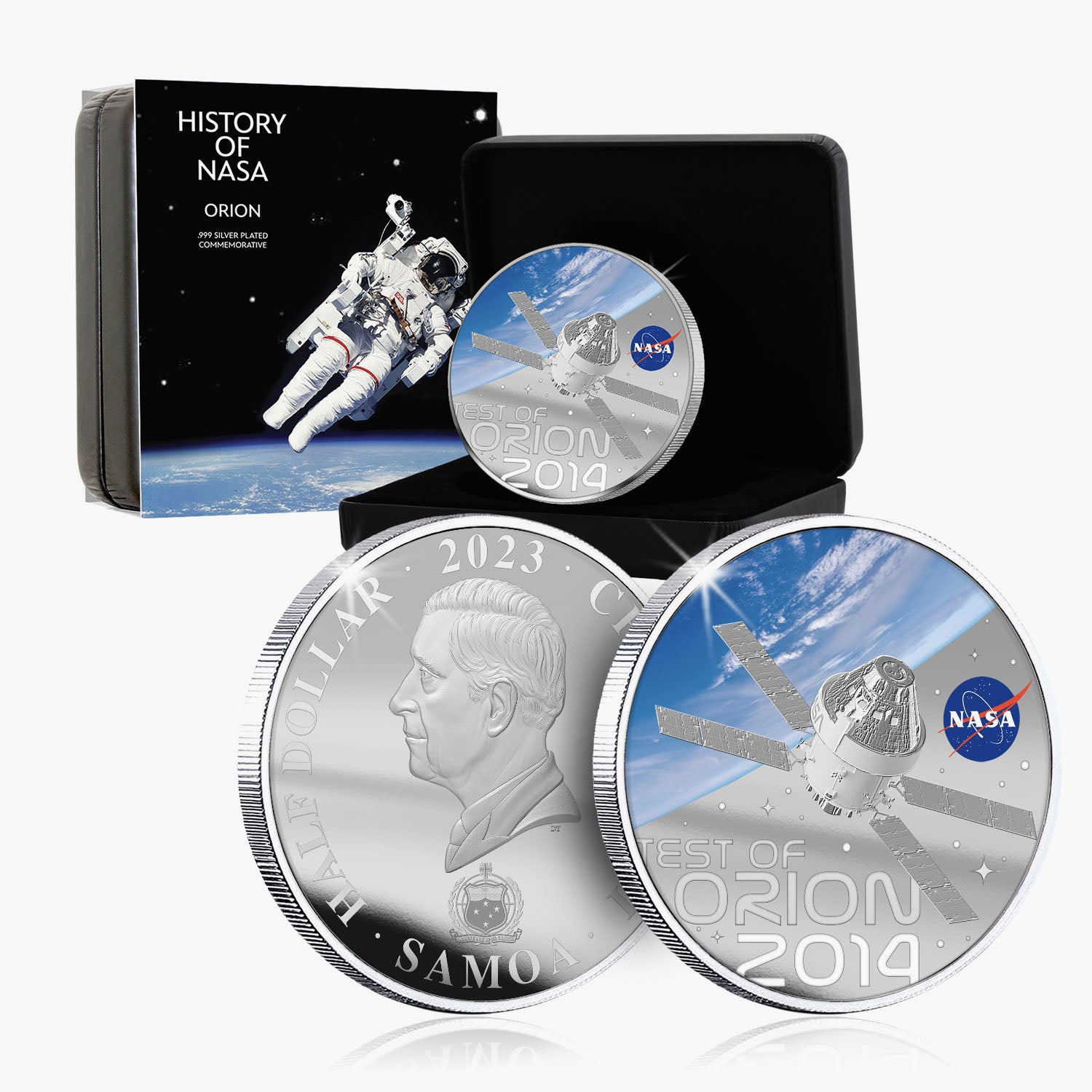 Pièce plaquée argent de 50 mm Test d'Orion de la NASA 2023