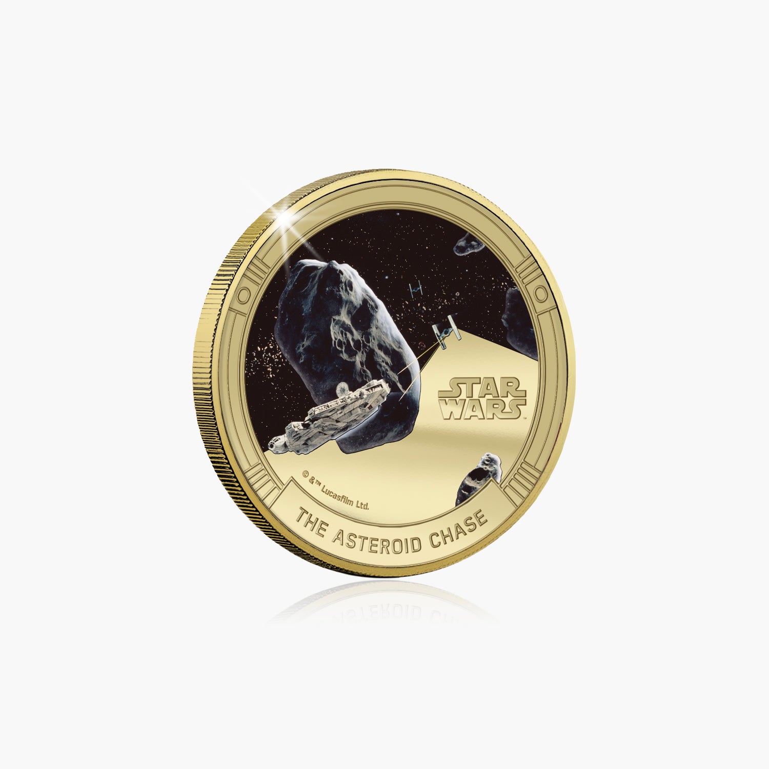 D100 Star Wars The Asteroid Chase Gold Plated Commemorative
