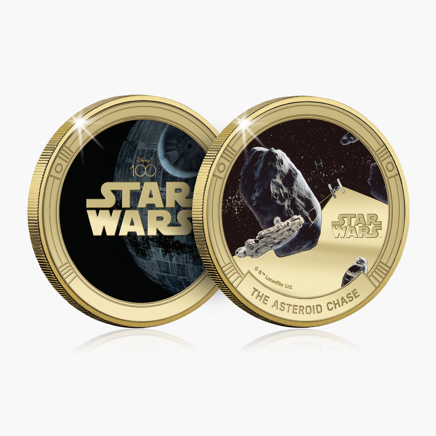 D100 Star Wars The Asteroid Chase Gold Plated Commemorative