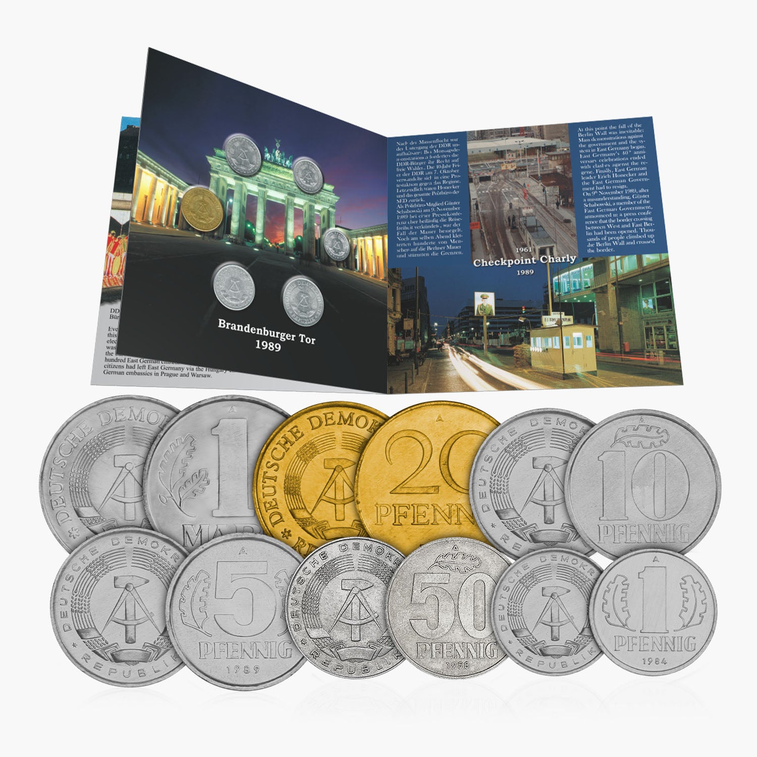 Collection de pièces de monnaie et de pièces murales La Chute du mur de Berlin