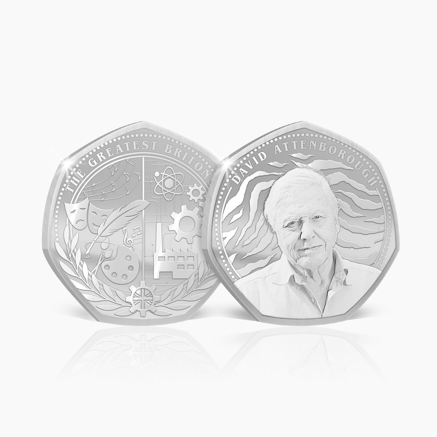 Greatest Britons David Attenborough Silver Plated BU Commemorative