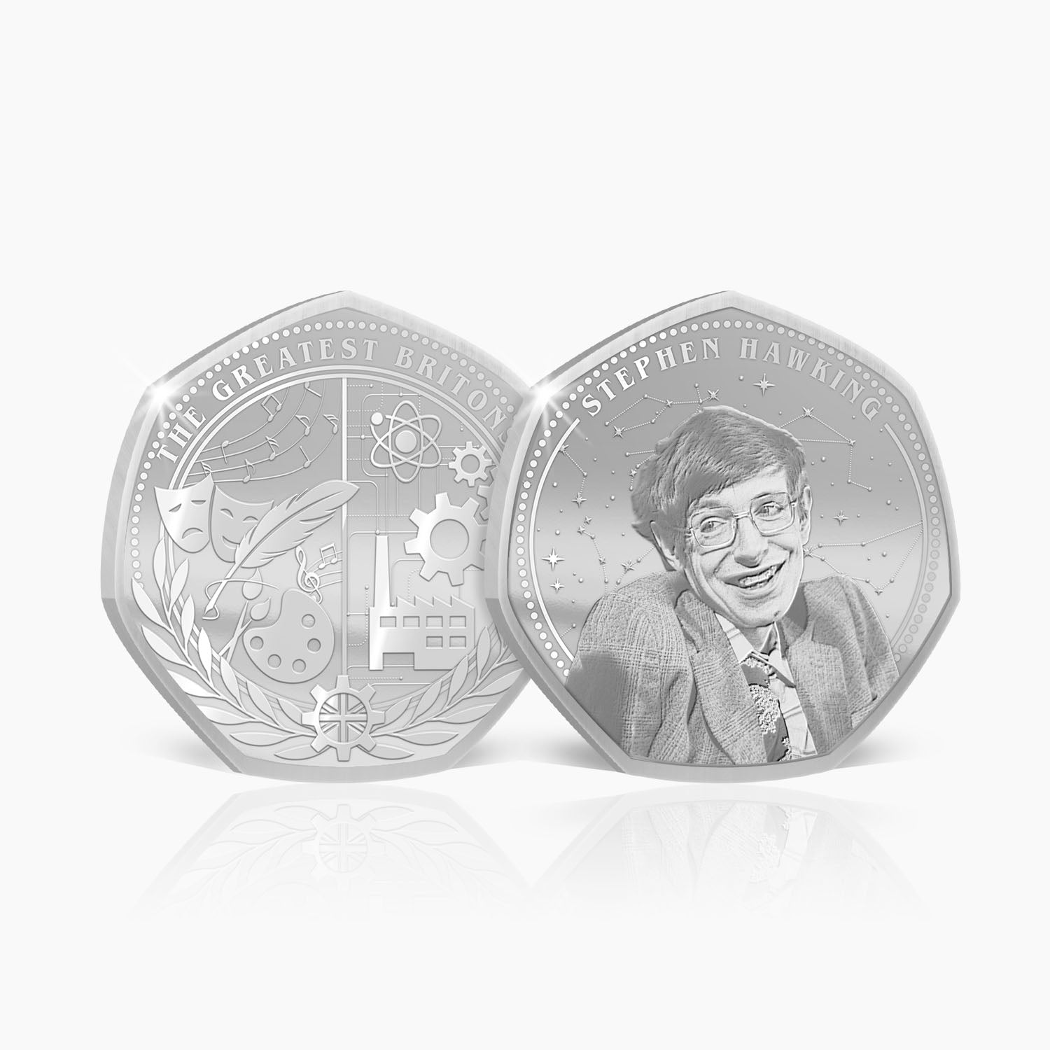 Greatest Britons Stephen Hawking Silver Plated BU Commemorative