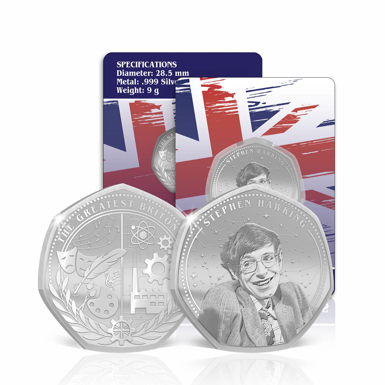 Greatest Britons Stephen Hawking Silver Plated BU Commemorative