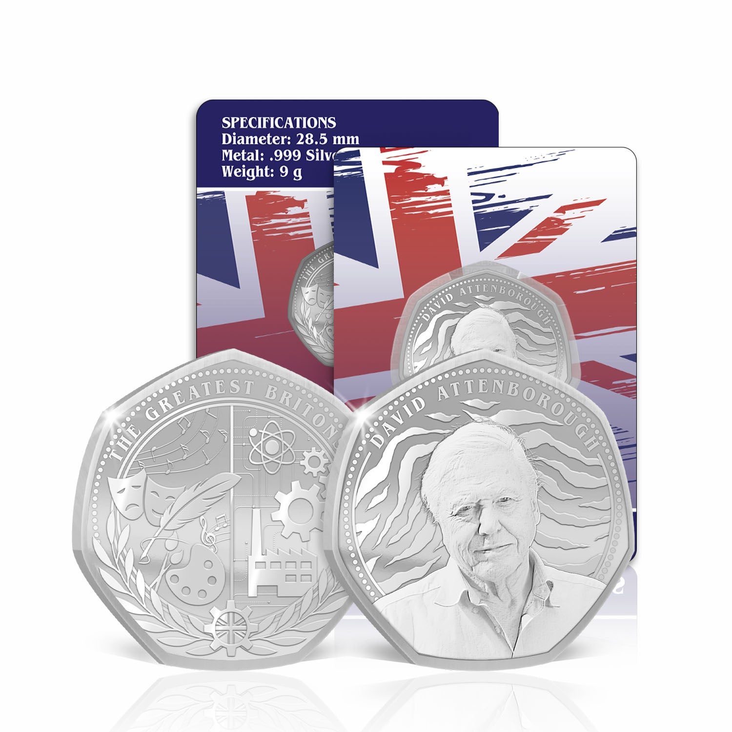 Greatest Britons David Attenborough Silver Plated BU Commemorative