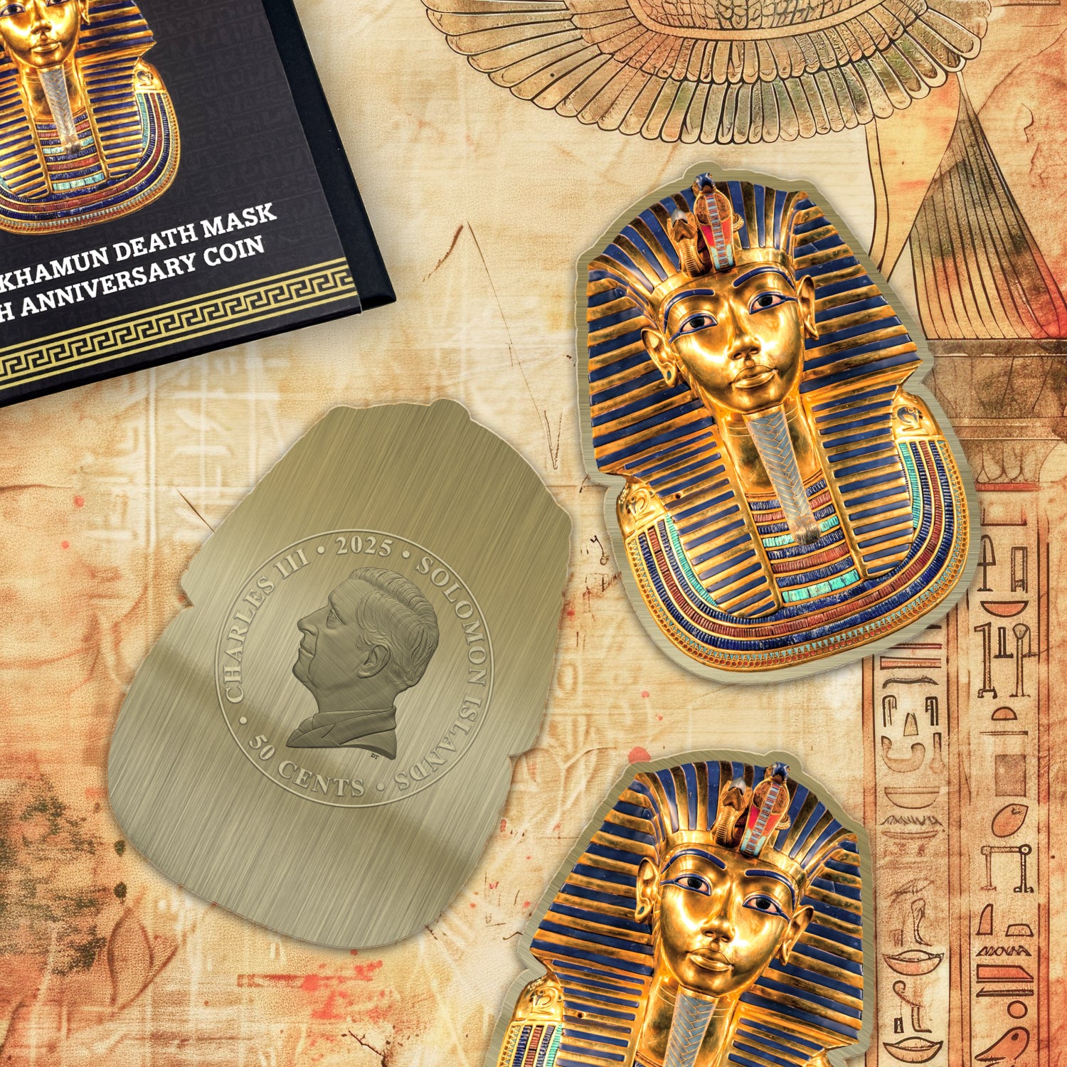 Tutankhamun Death Mask 100th Anniversary Shaped Coin