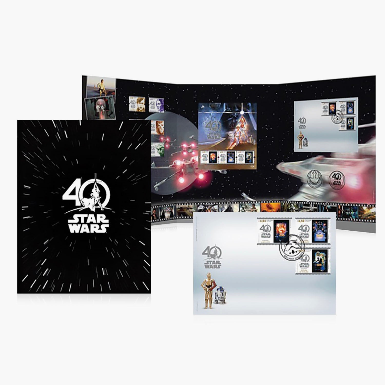 Ensemble de pièces et de timbres en argent massif pour l'anniversaire de Star Wars