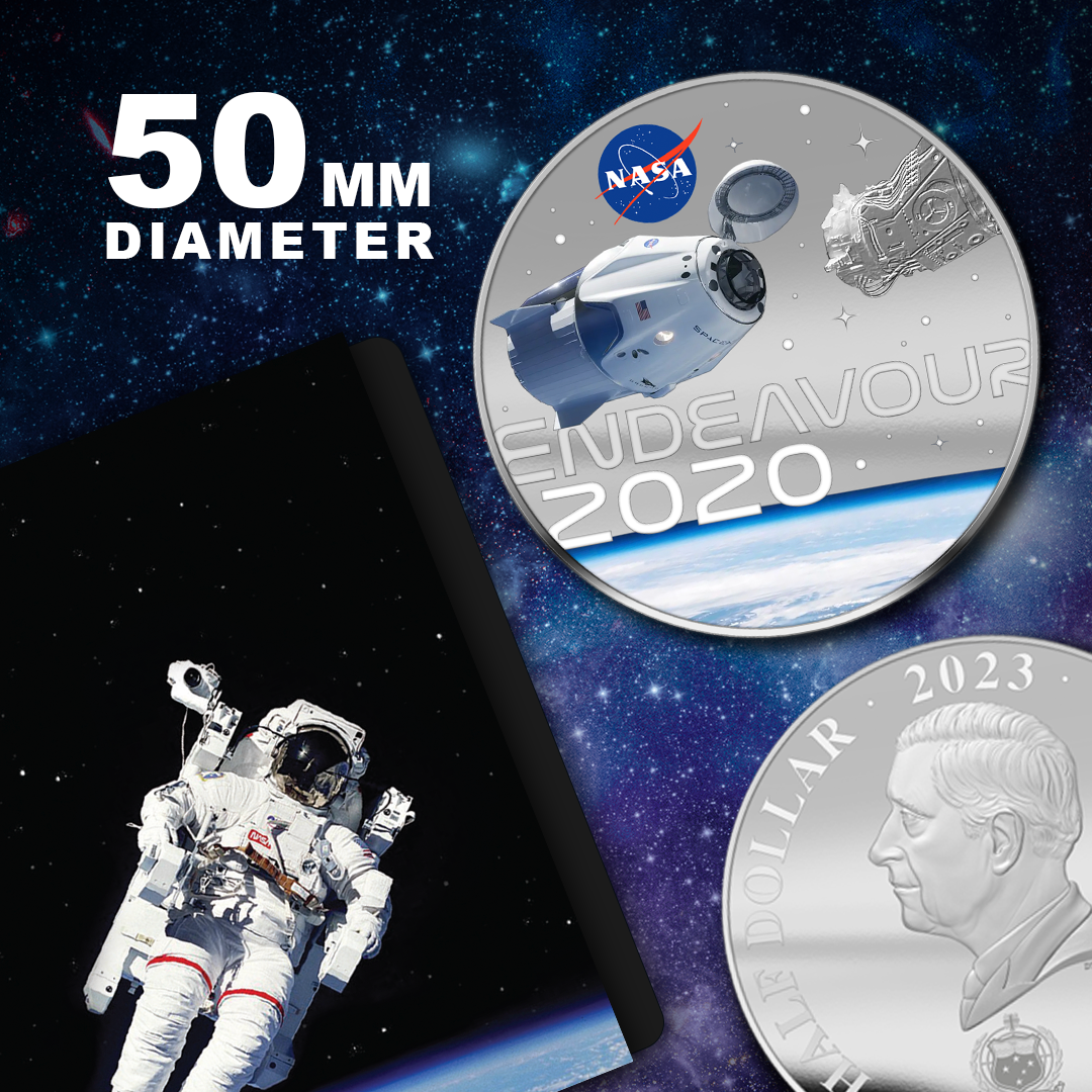 NASA 2023 エンデバー 50mm 銀メッキ コイン
