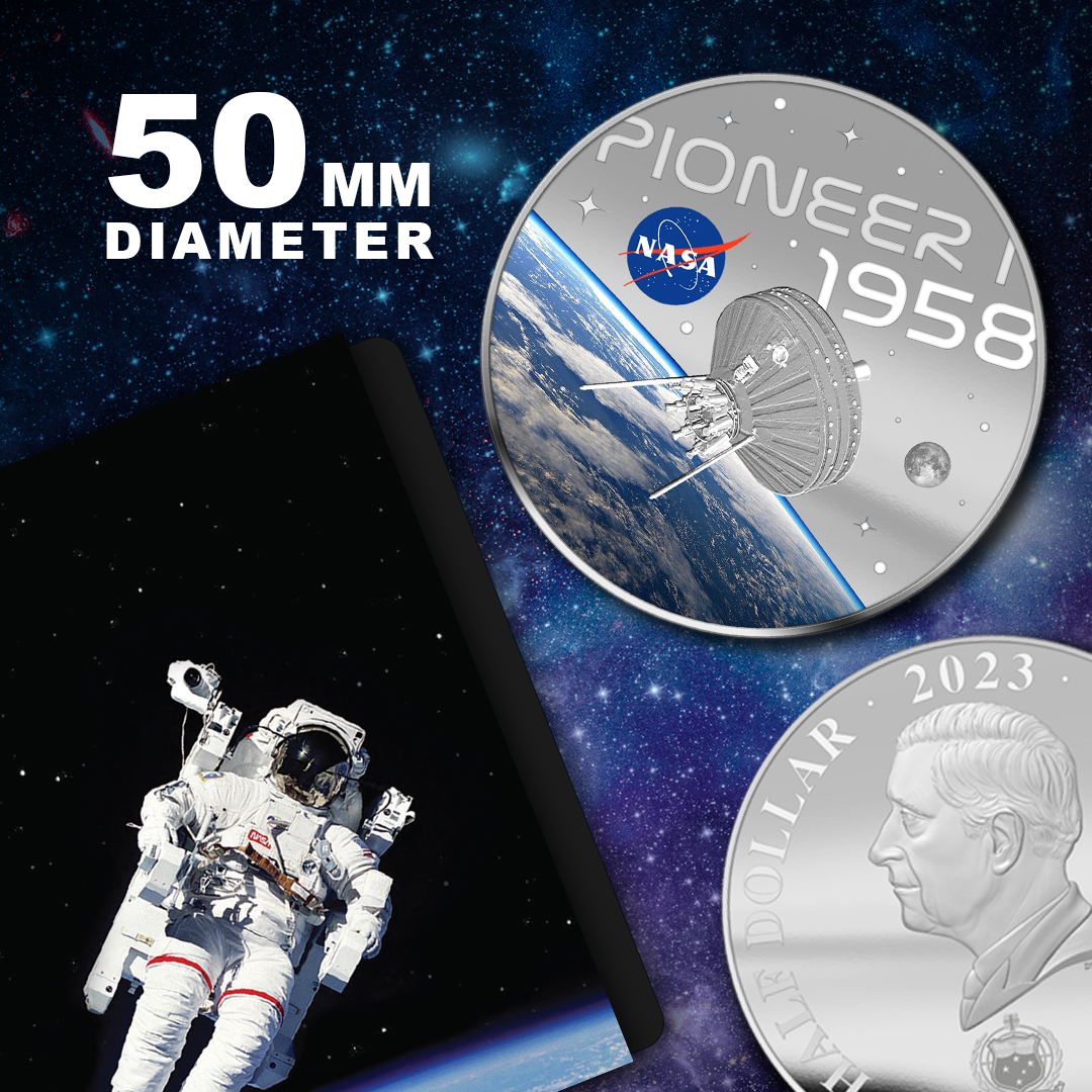 NASA 2023 パイオニア 50mm 銀メッキ コイン