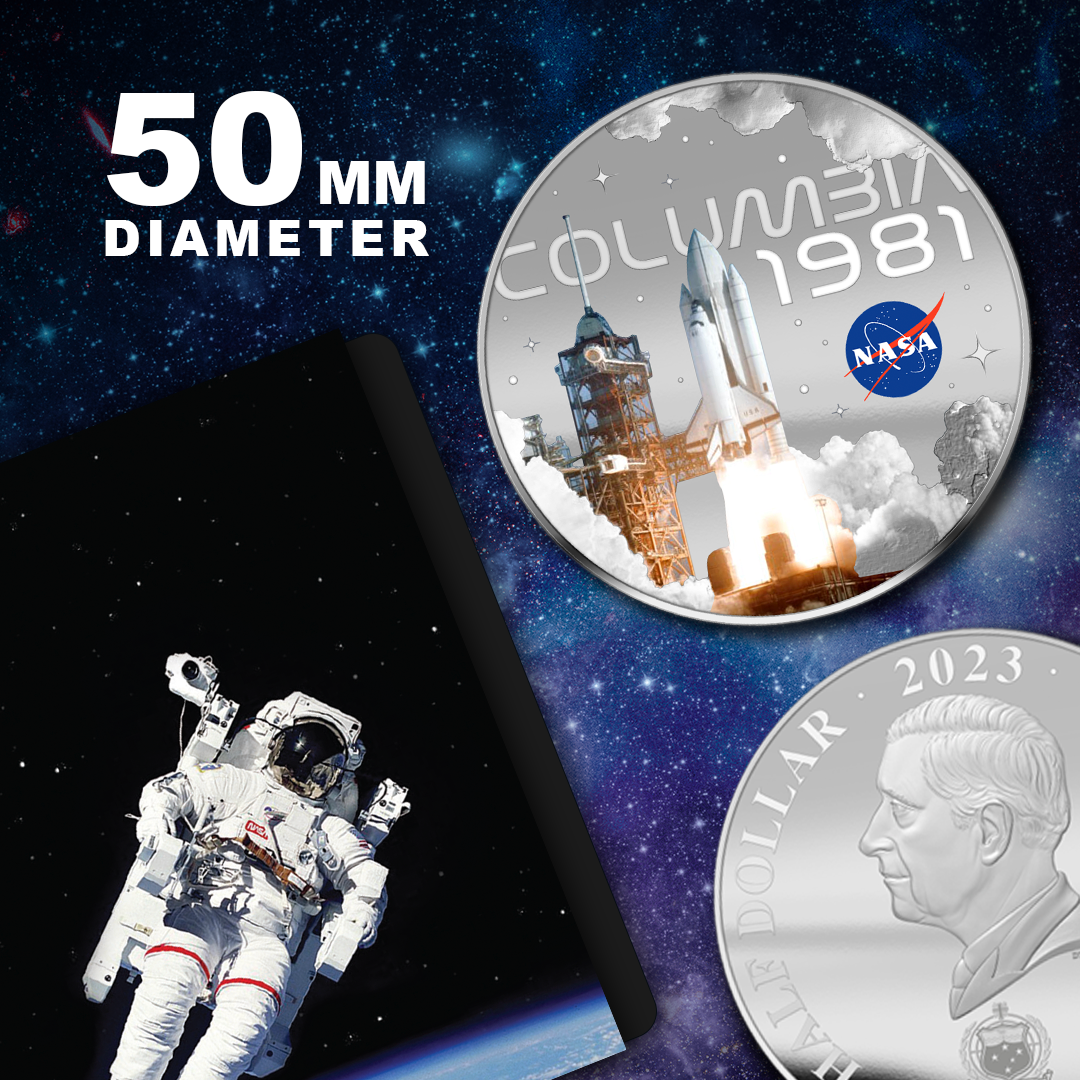 عملة ناسا 2023 كولومبيا مطلية بالفضة مقاس 50 ملم