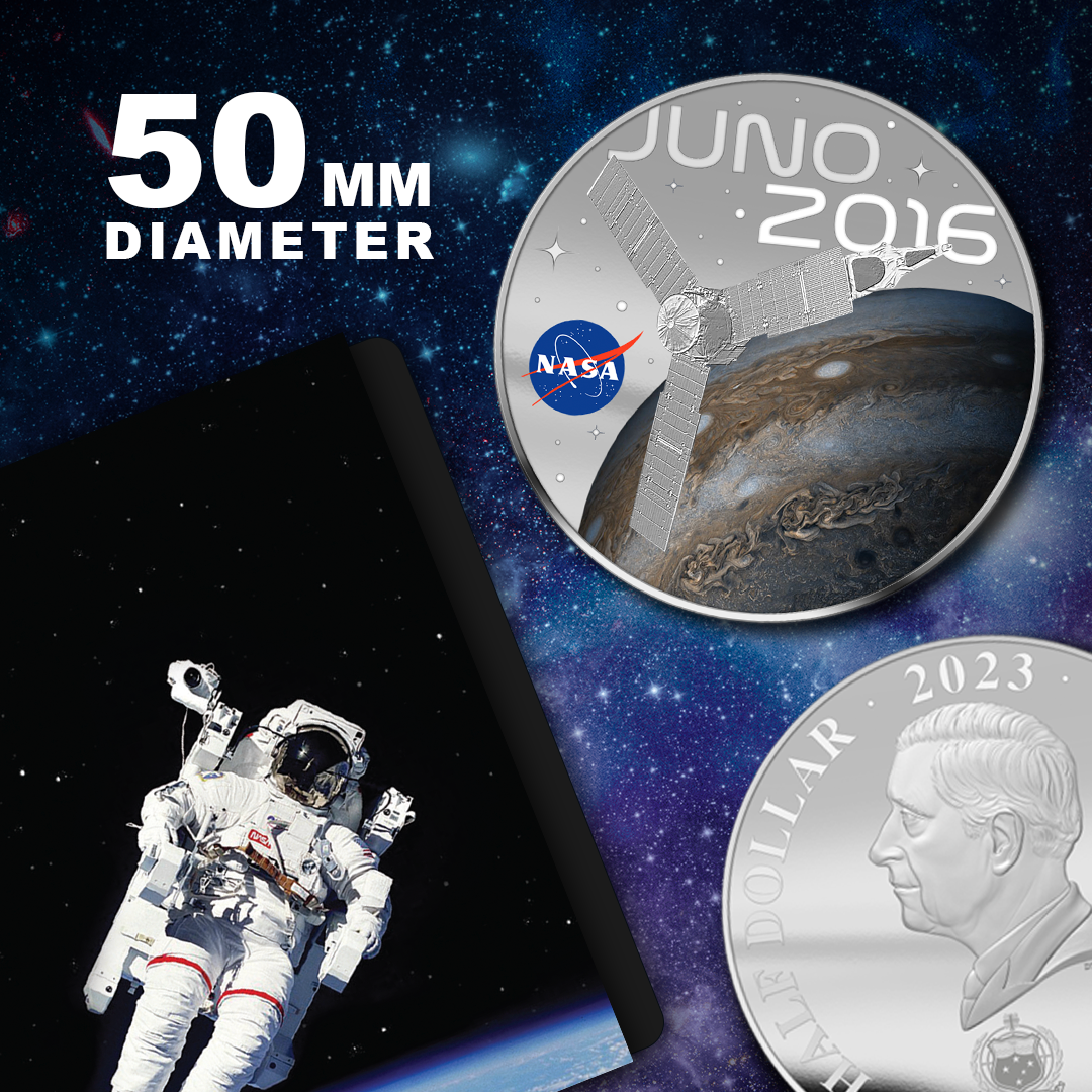 Pièce plaquée argent NASA 2023 Juno 50 mm