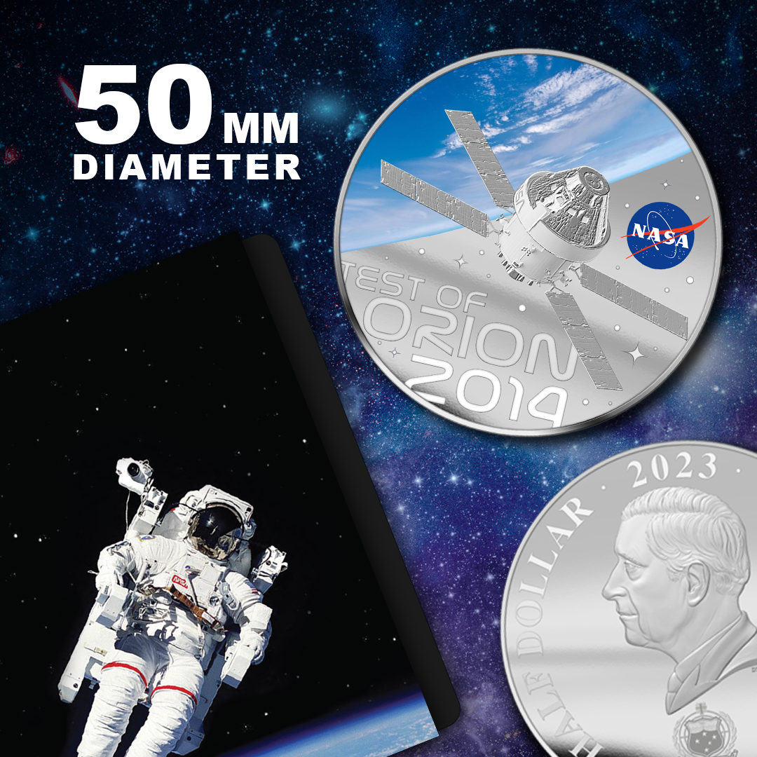 NASA 2023 オリオン 50mm 銀メッキ コインのテスト