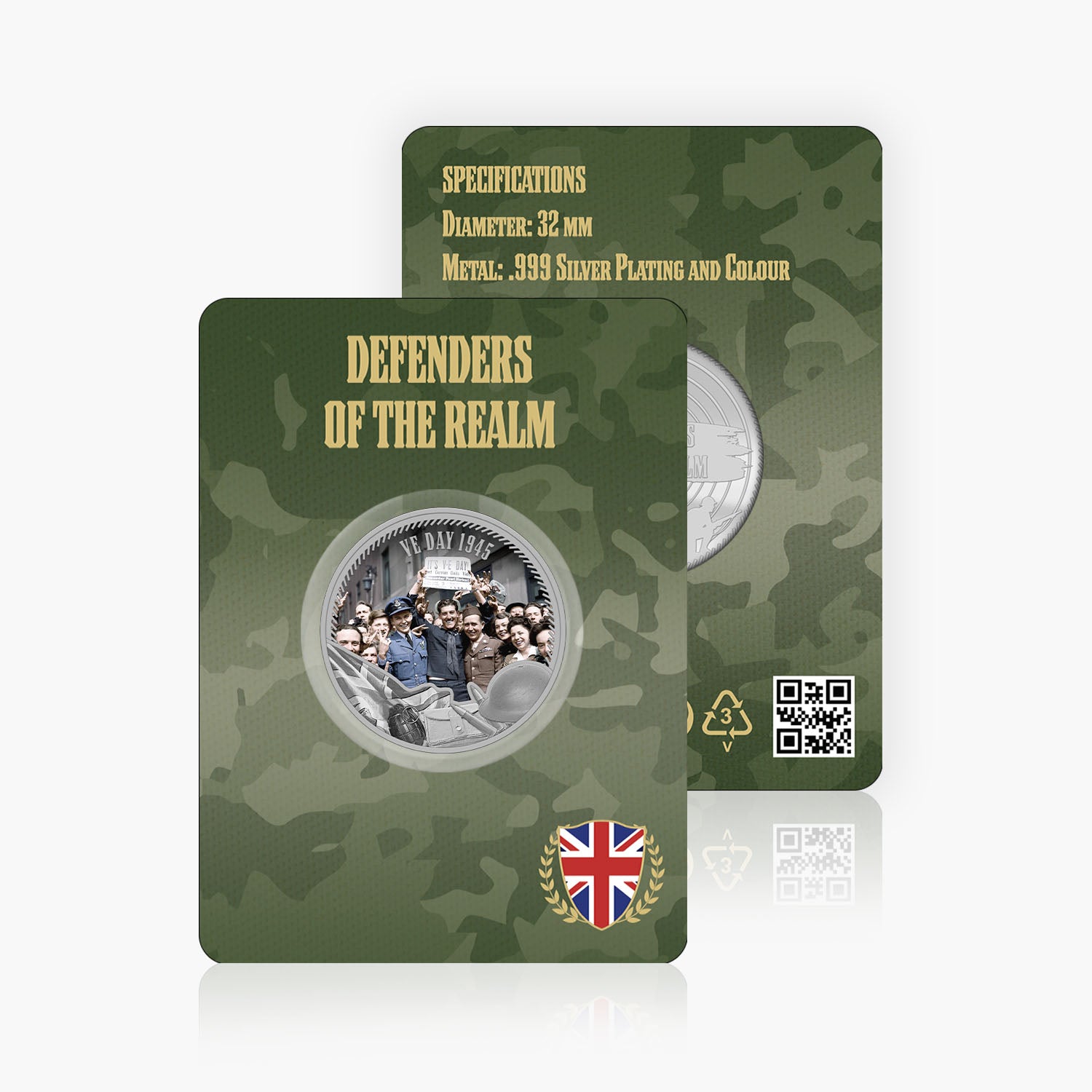 Defenders of the Realm VE Day 1945 Silver Plated BU Commemorative