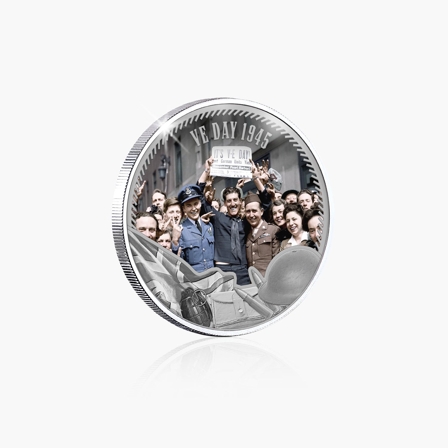 Defenders of the Realm VE Day 1945 Silver Plated BU Commemorative