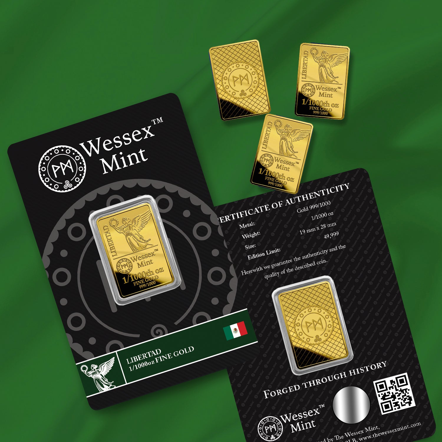 Wessex Mint 1/1000th oz Libertad Solid Gold Bar