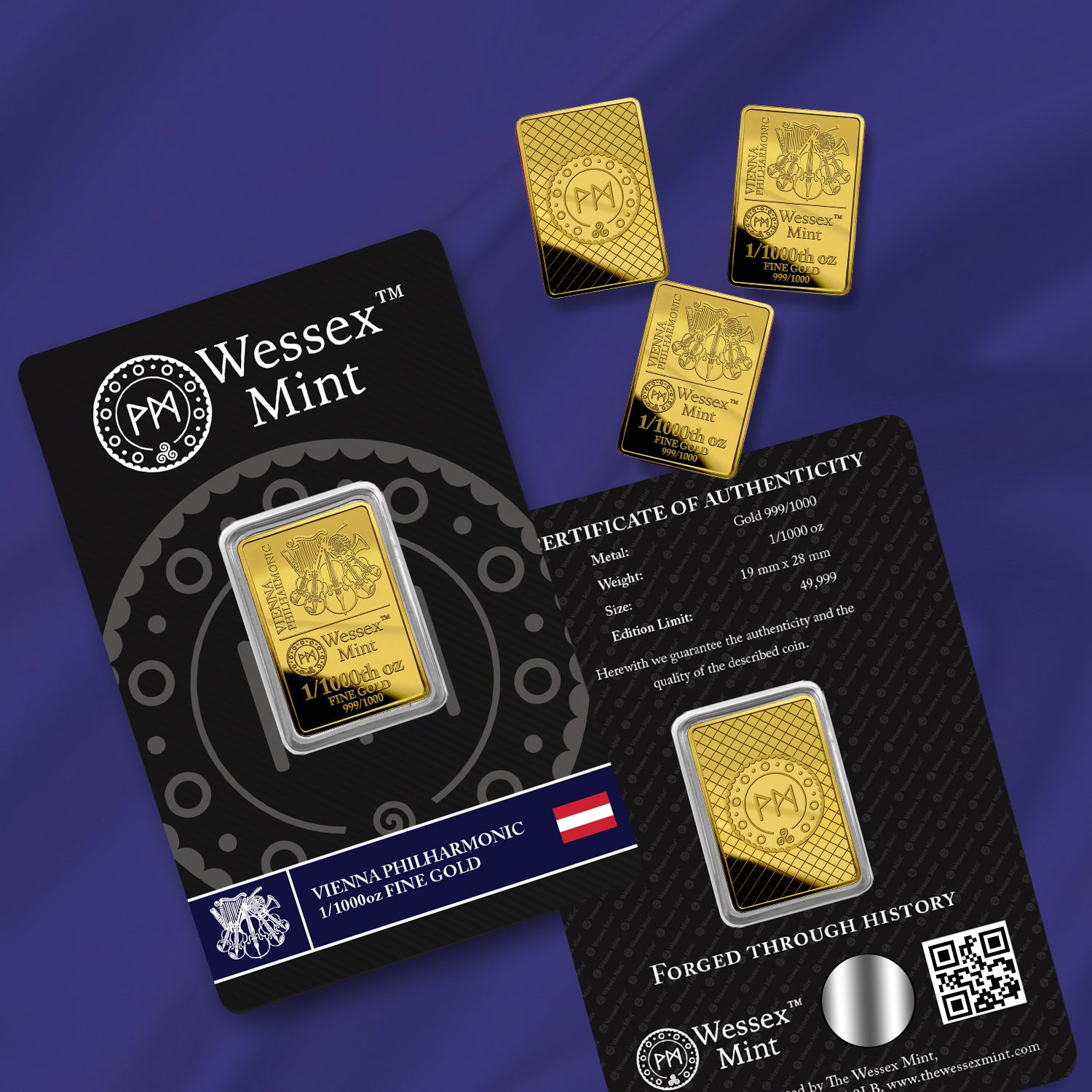 Wessex Mint 1/1000th oz Vienna Philharmonic Solid Gold Bar