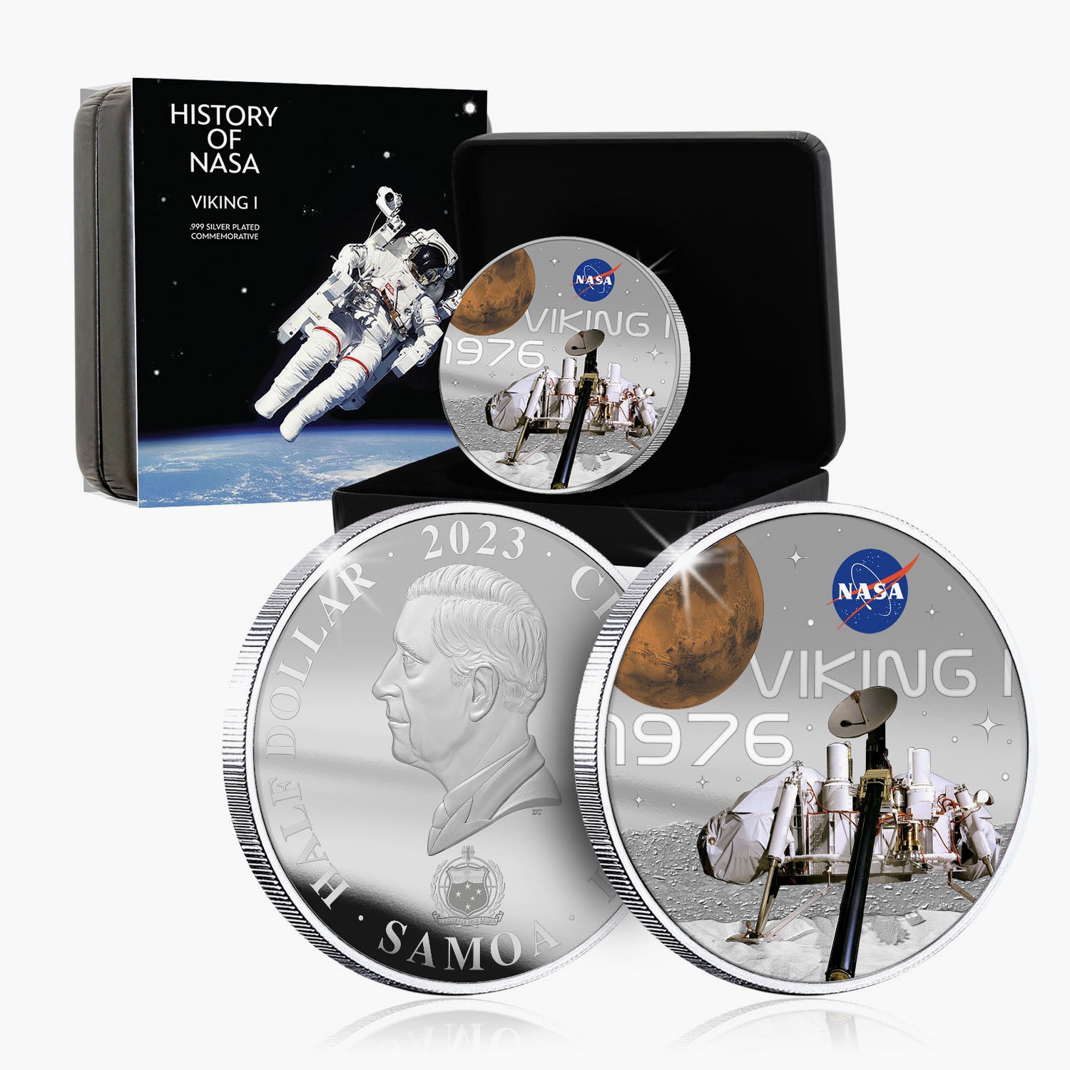 Pièce plaquée argent NASA 2023 Viking 1 50 mm