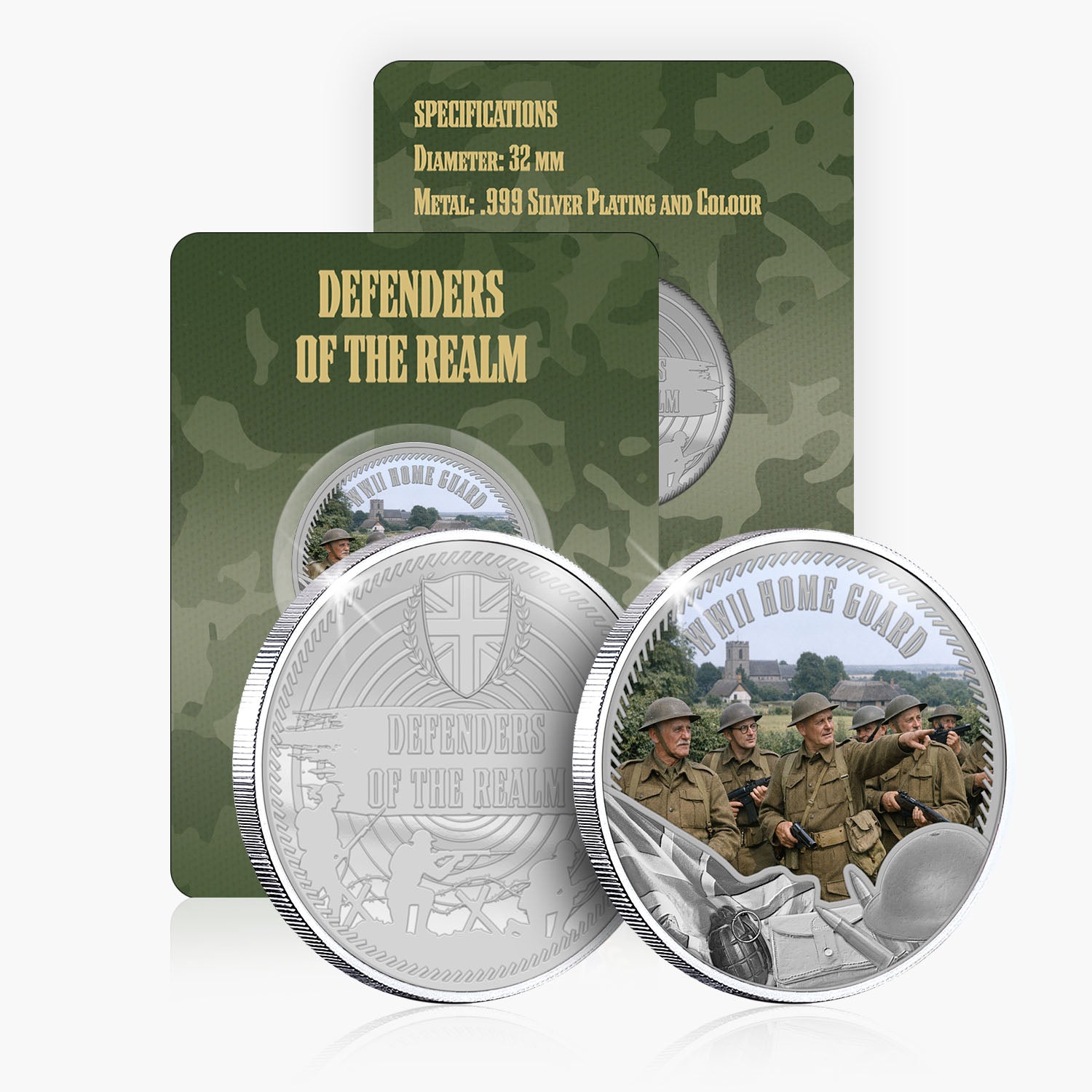 Defenders of the Realm WWII Home Guard Silver Plated BU Commemorative