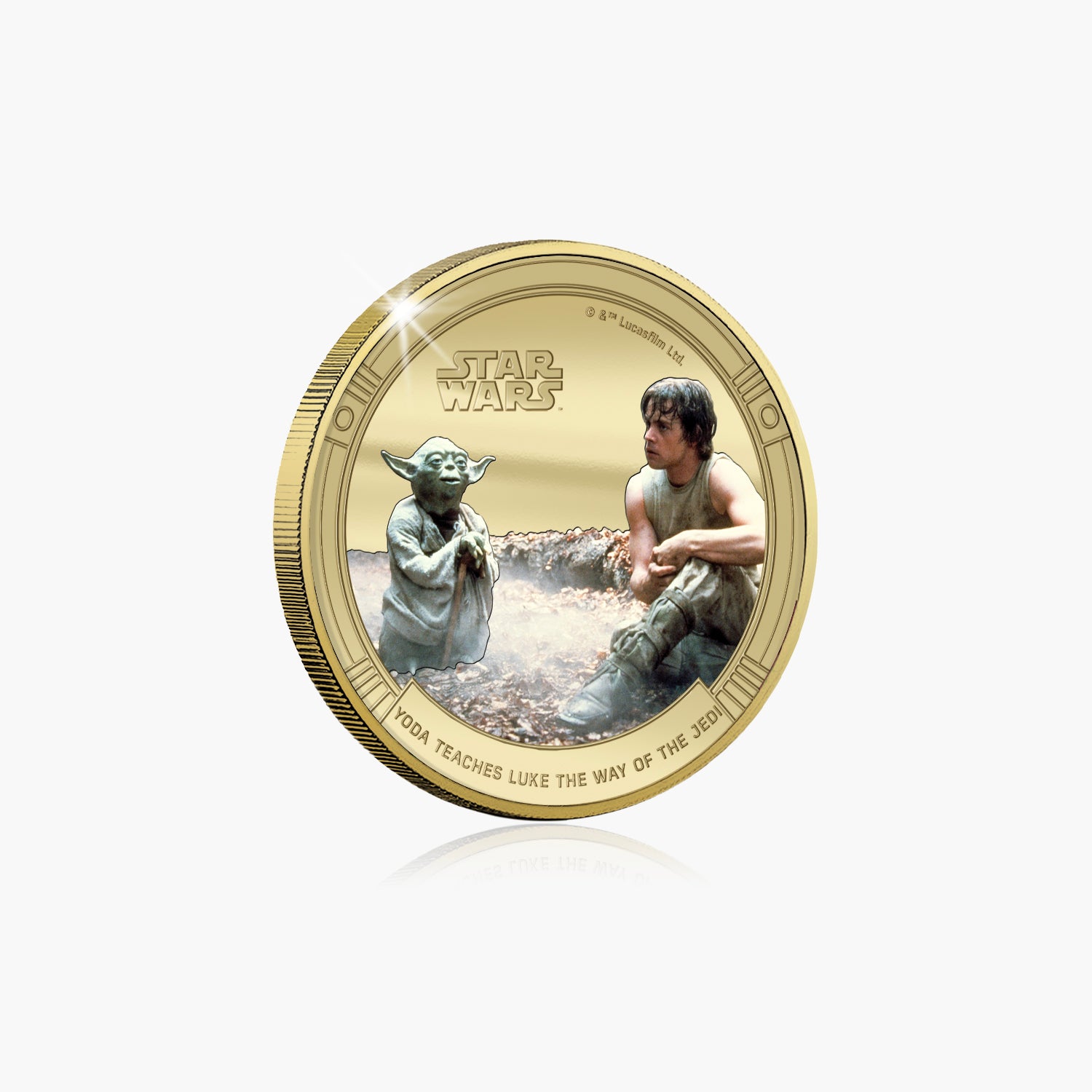 D100 Star Wars Yoda enseigne à Luke la voie du jedi commémoratif plaqué or