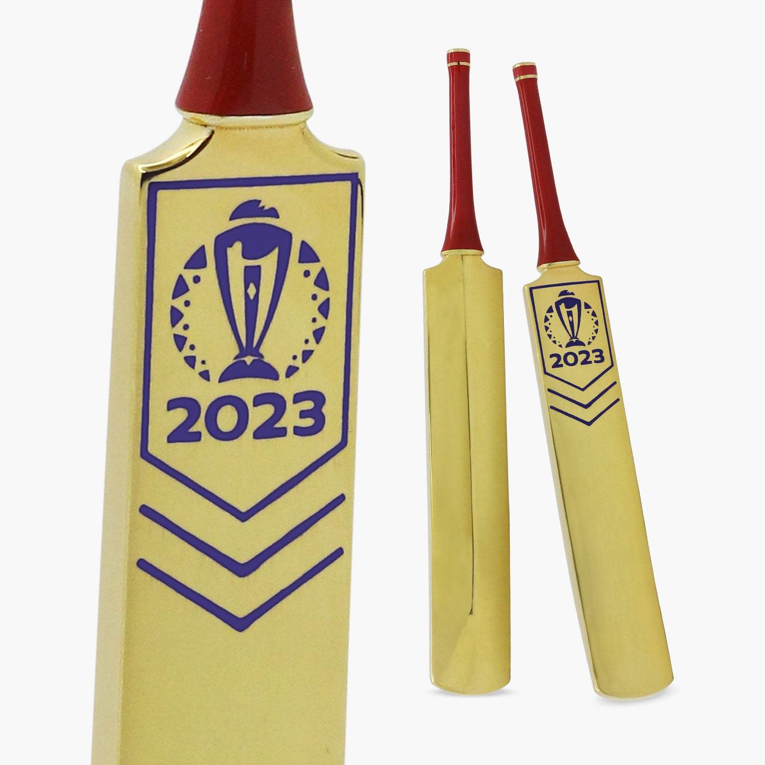 Batte de cricket officielle de la Coupe du monde de cricket ICC 2023 en argent massif